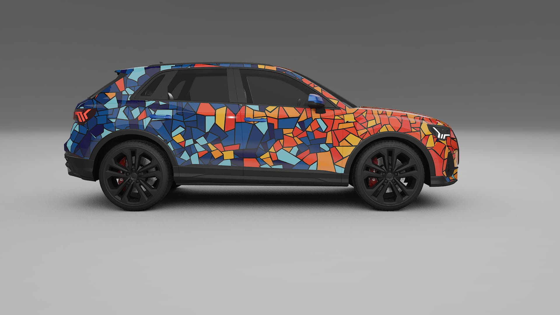 Audi Q3 S-Line F3 BARCELONA – Designový Wrap PPF Fólie na auto - tisknutelný polyuretan