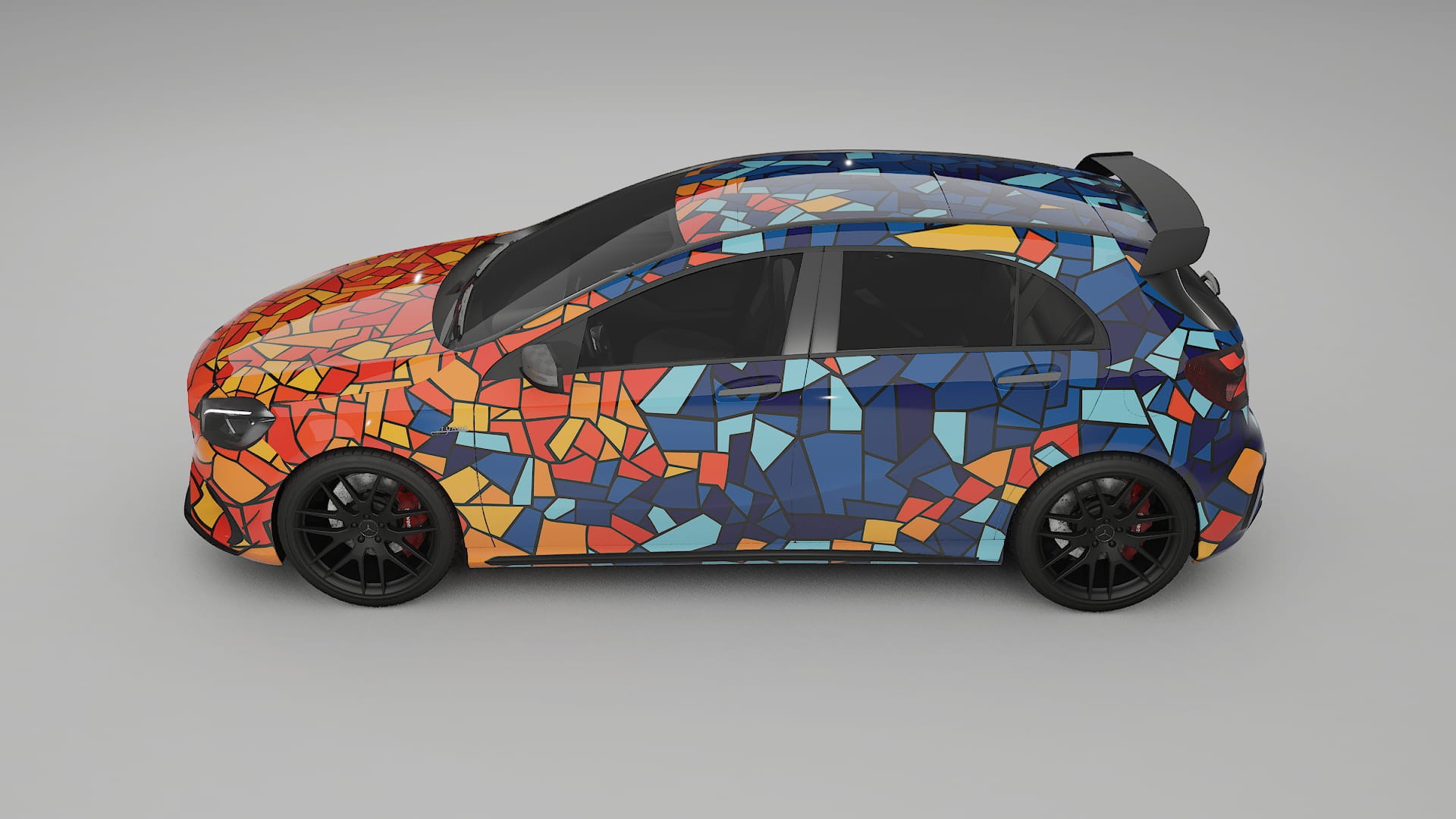 Mercedes A45 AMG W176 BARCELONA – Designový Wrap PPF Fólie na auto - tisknutelný polyuretan