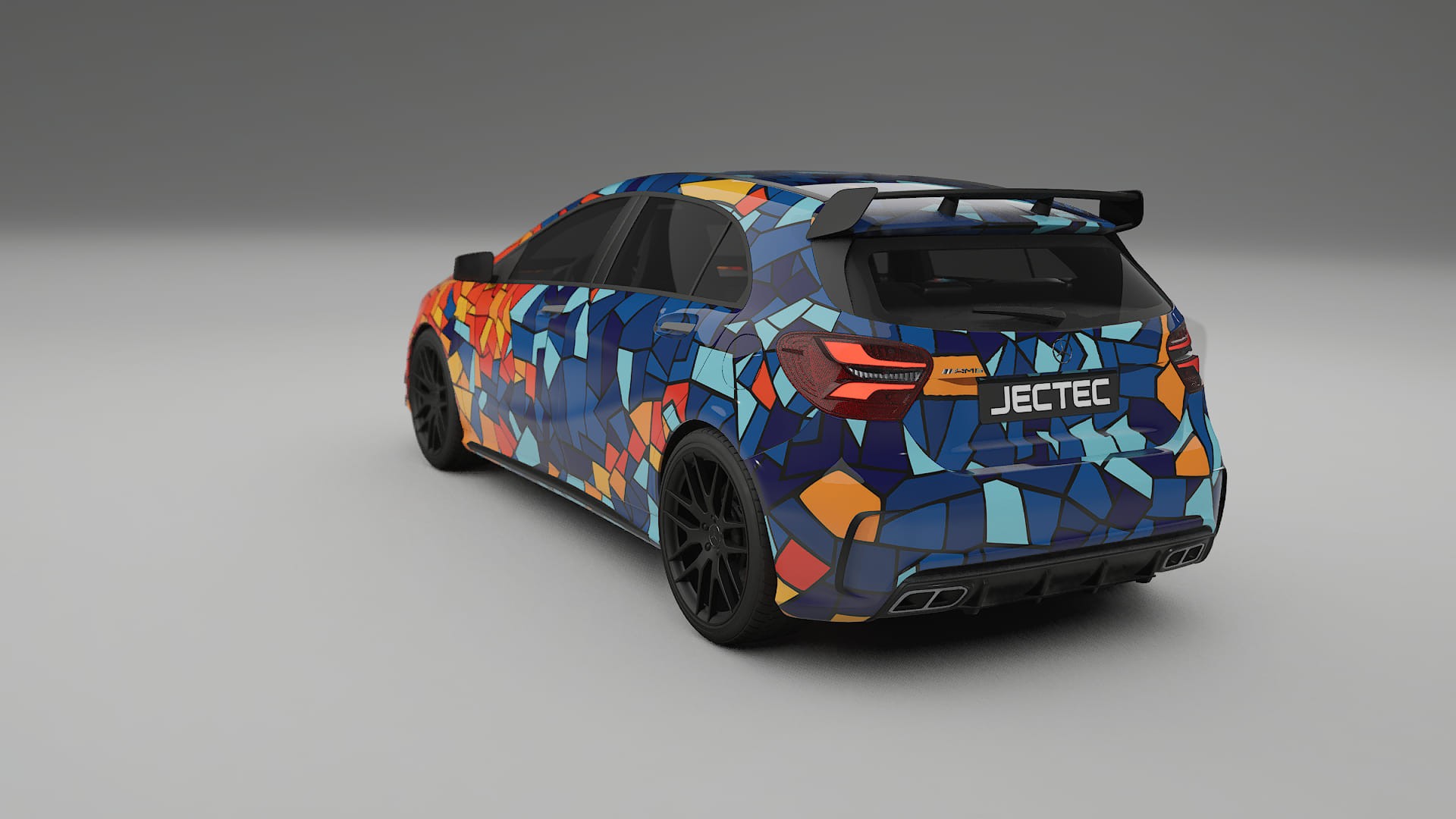 Mercedes A45 AMG W176 BARCELONA – Designový Wrap PPF Fólie na auto - tisknutelný polyuretan