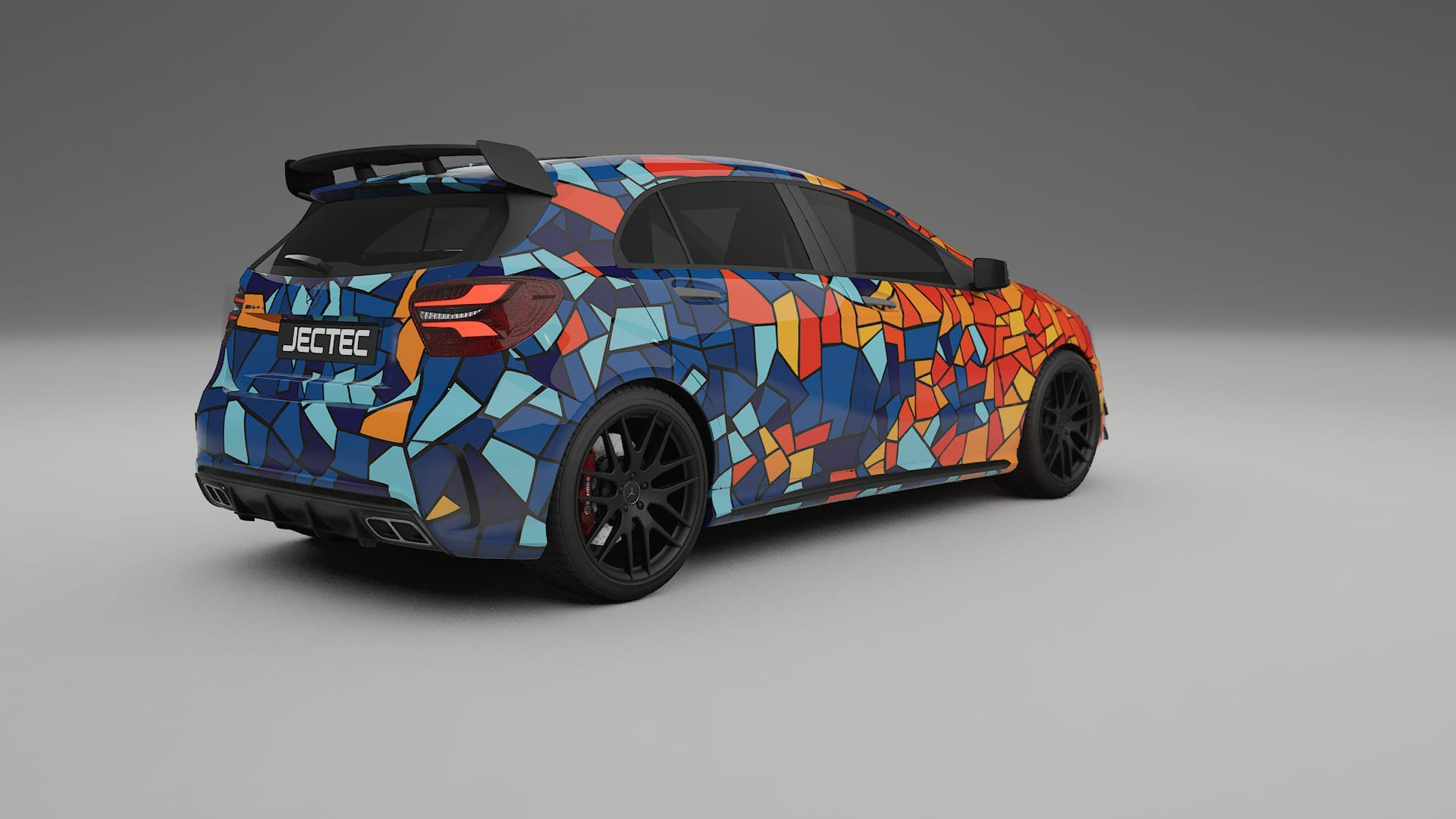 Mercedes A45 AMG W176 BARCELONA – Designový Wrap PPF Fólie na auto - tisknutelný polyuretan