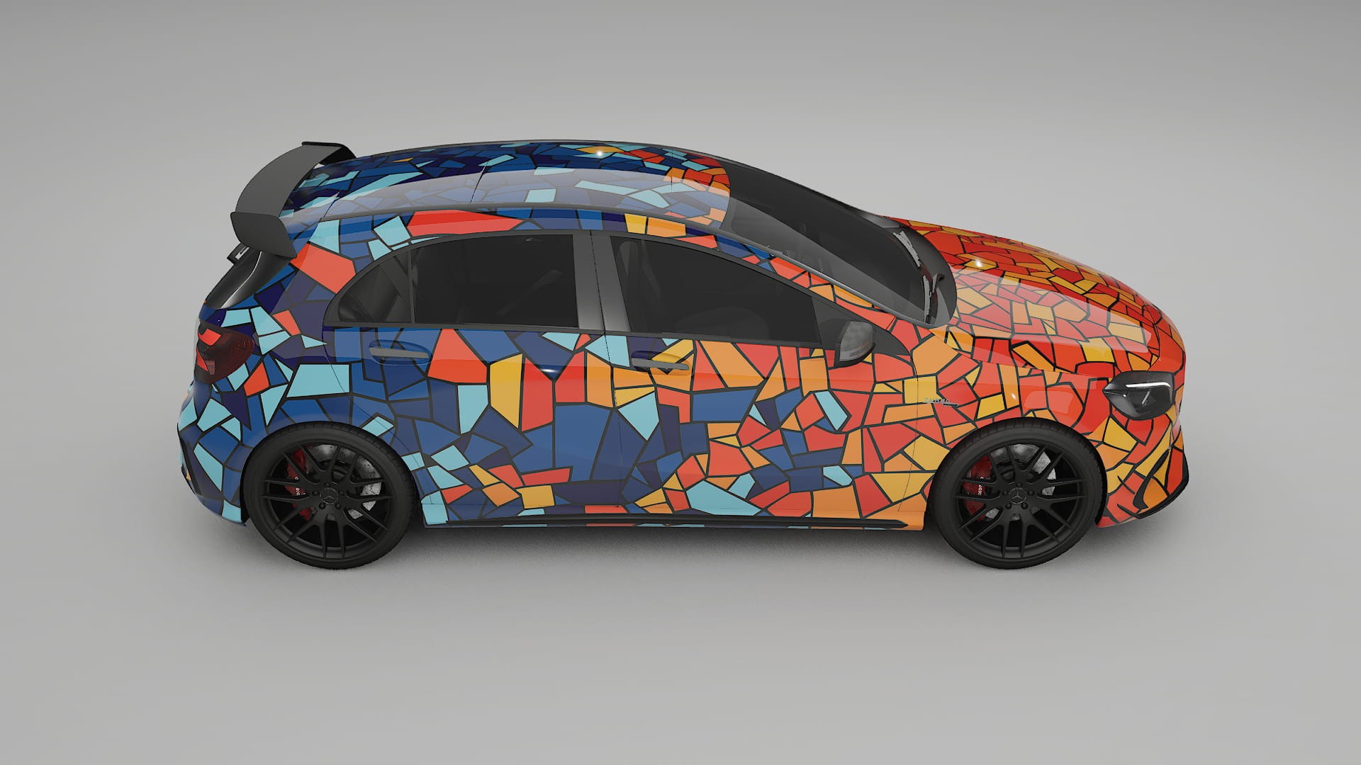 Mercedes A45 AMG W176 BARCELONA – Designový Wrap PPF Fólie na auto - tisknutelný polyuretan