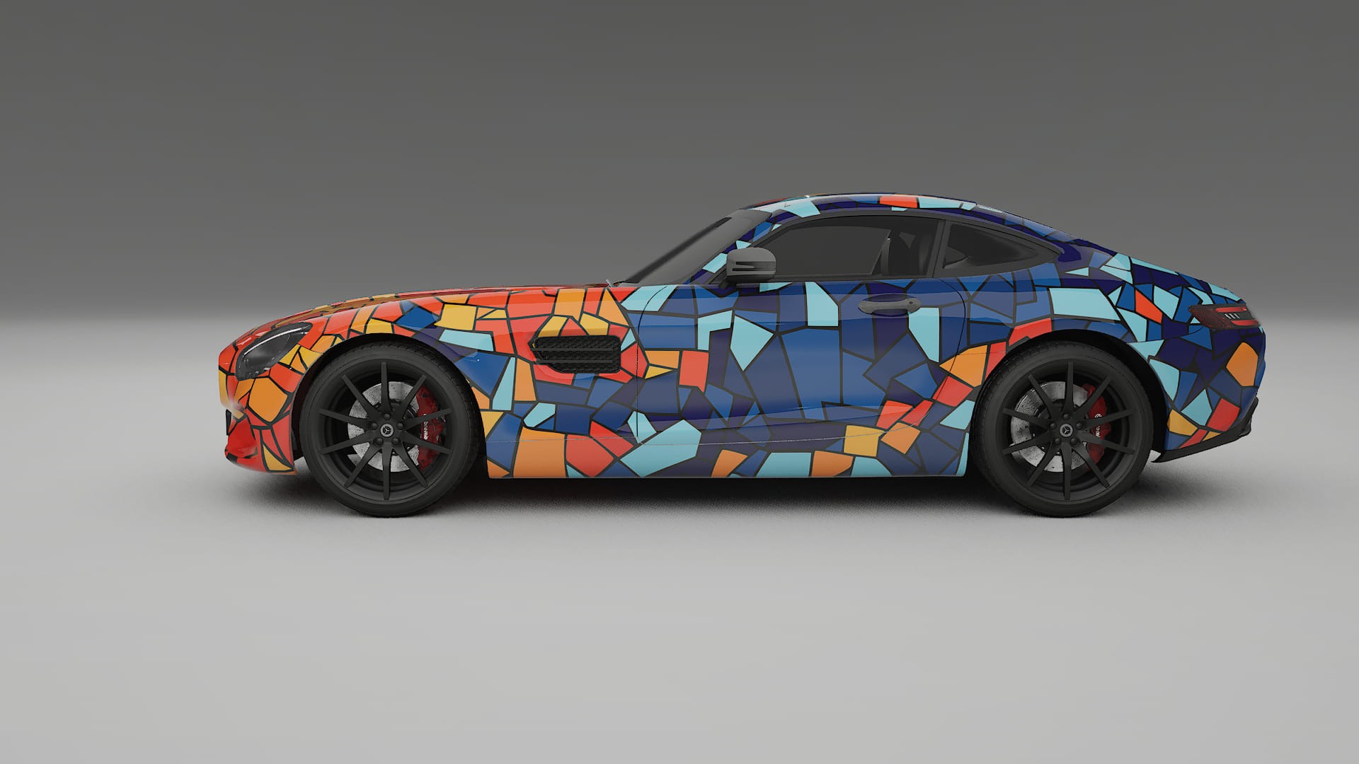 Mercedes AMG GT C190 Coupe BARCELONA – Designový Wrap PPF Fólie na auto - tisknutelný polyuretan