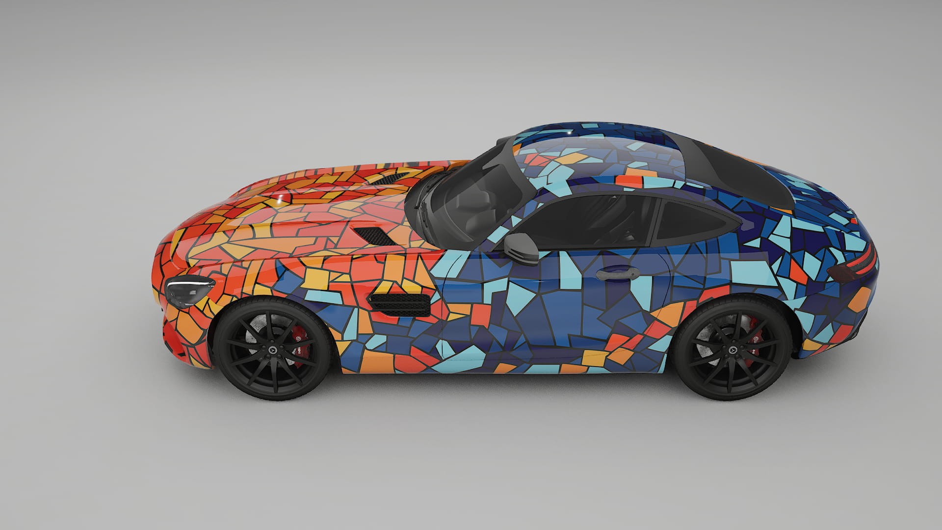 Mercedes AMG GT C190 Coupe BARCELONA – Designový Wrap PPF Fólie na auto - tisknutelný polyuretan
