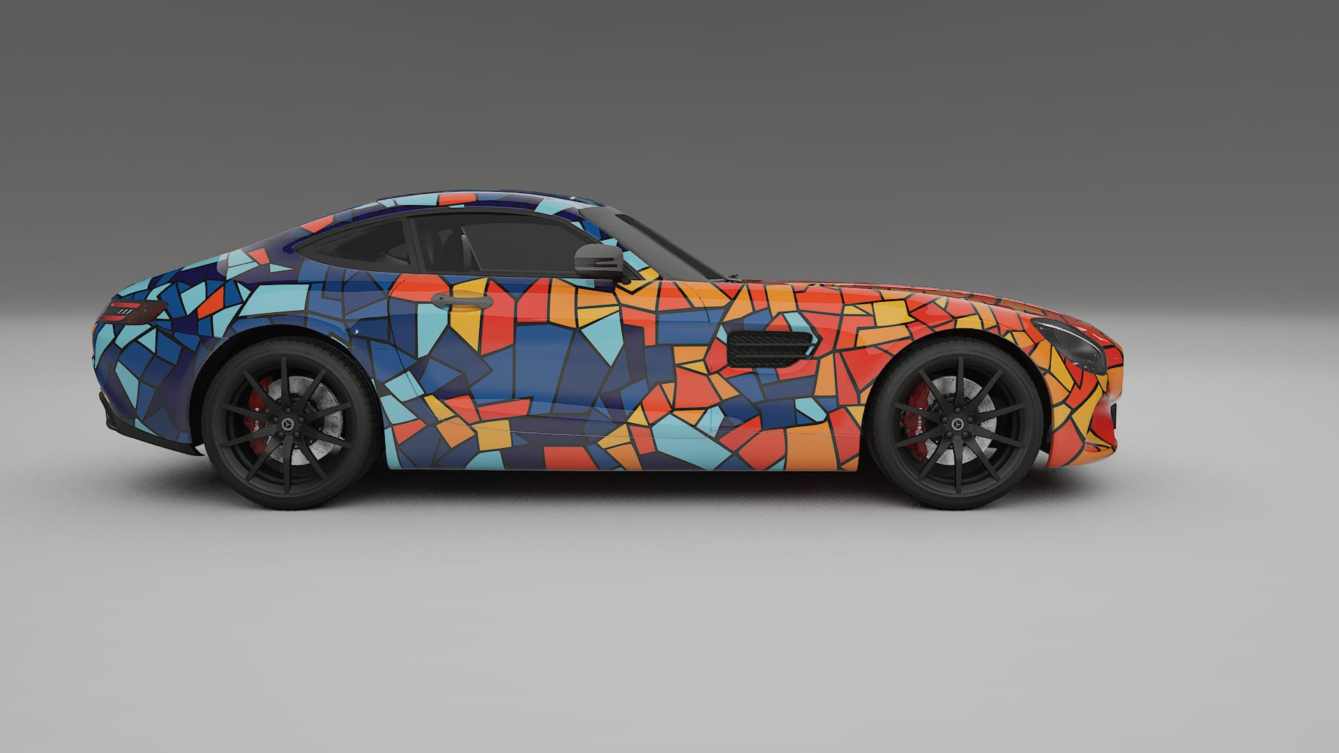 Mercedes AMG GT C190 Coupe BARCELONA – Designový Wrap PPF Fólie na auto - tisknutelný polyuretan