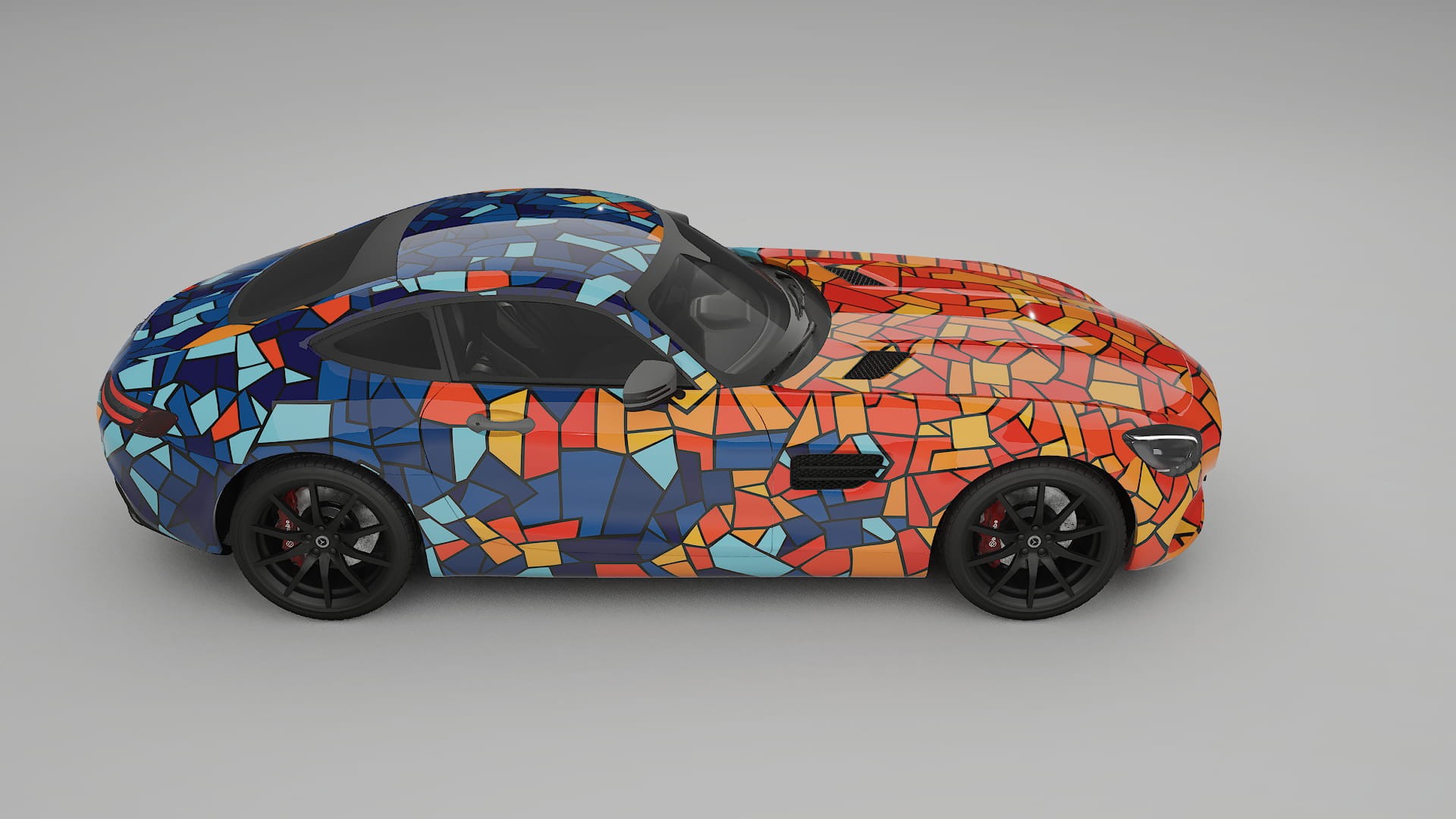 Mercedes AMG GT C190 Coupe BARCELONA – Designový Wrap PPF Fólie na auto - tisknutelný polyuretan