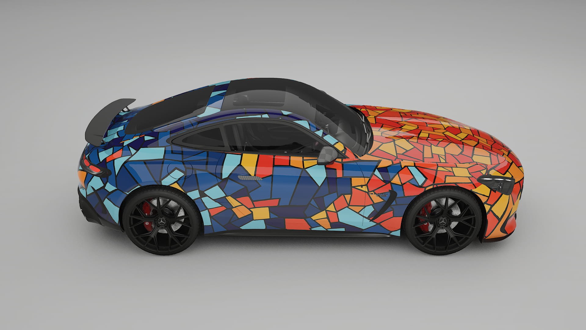 Mercedes AMG GT Coupe C192 BARCELONA – Designový Wrap PPF Fólie na auto - tisknutelný polyuretan