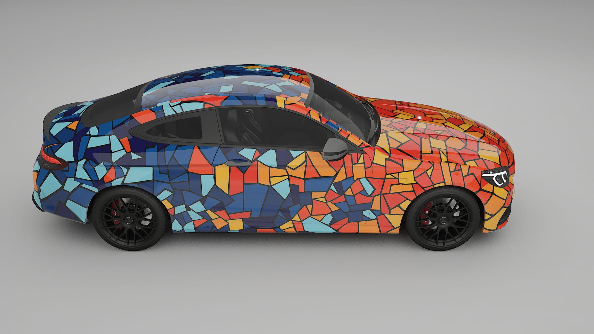 Mercedes C63 AMG W205 Coupe BARCELONA – Designový Wrap PPF Fólie na auto - tisknutelný polyuretan