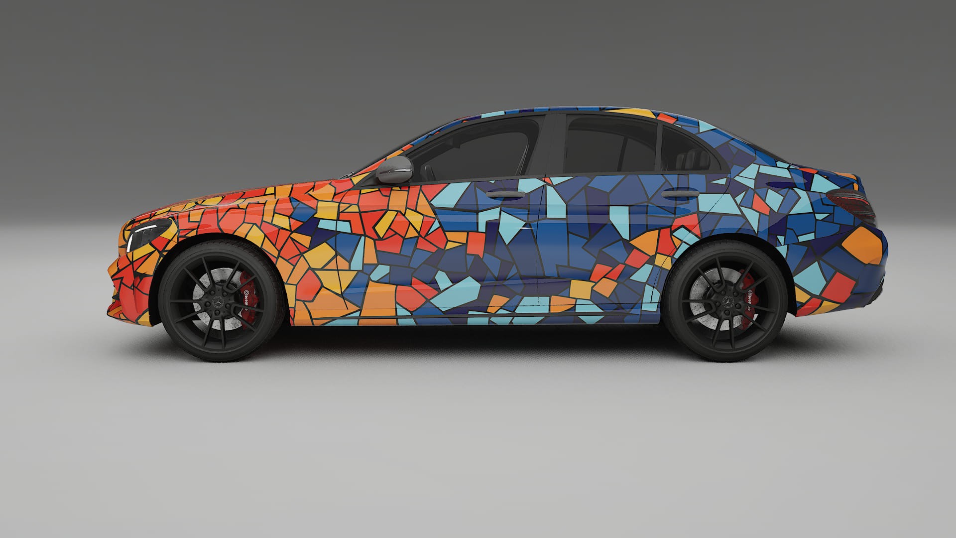 Mercedes C-class W205 AMG sedan BARCELONA – Designový Wrap PPF Fólie na auto - tisknutelný polyuretan
