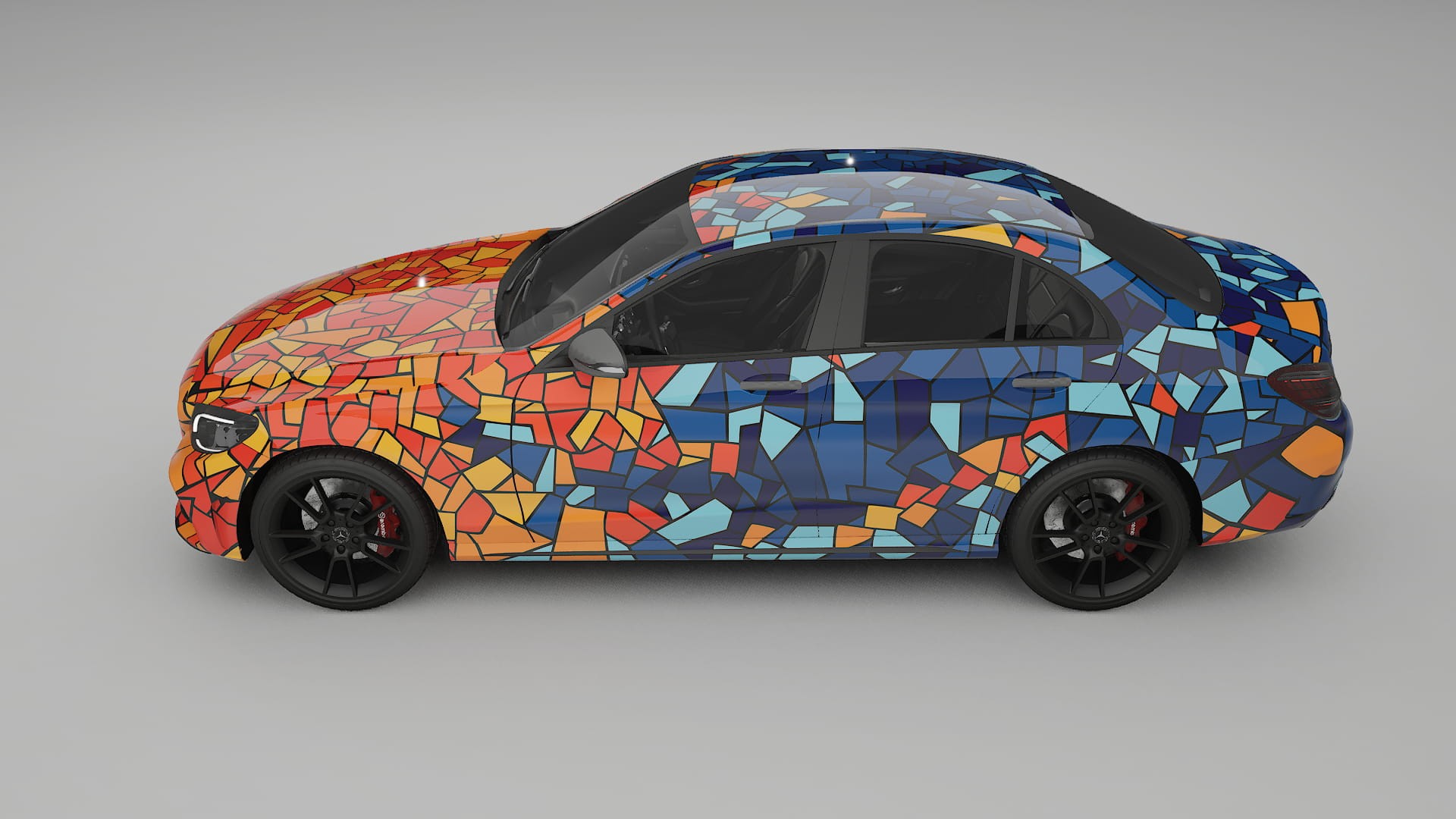 Mercedes C-class W205 AMG sedan BARCELONA – Designový Wrap PPF Fólie na auto - tisknutelný polyuretan