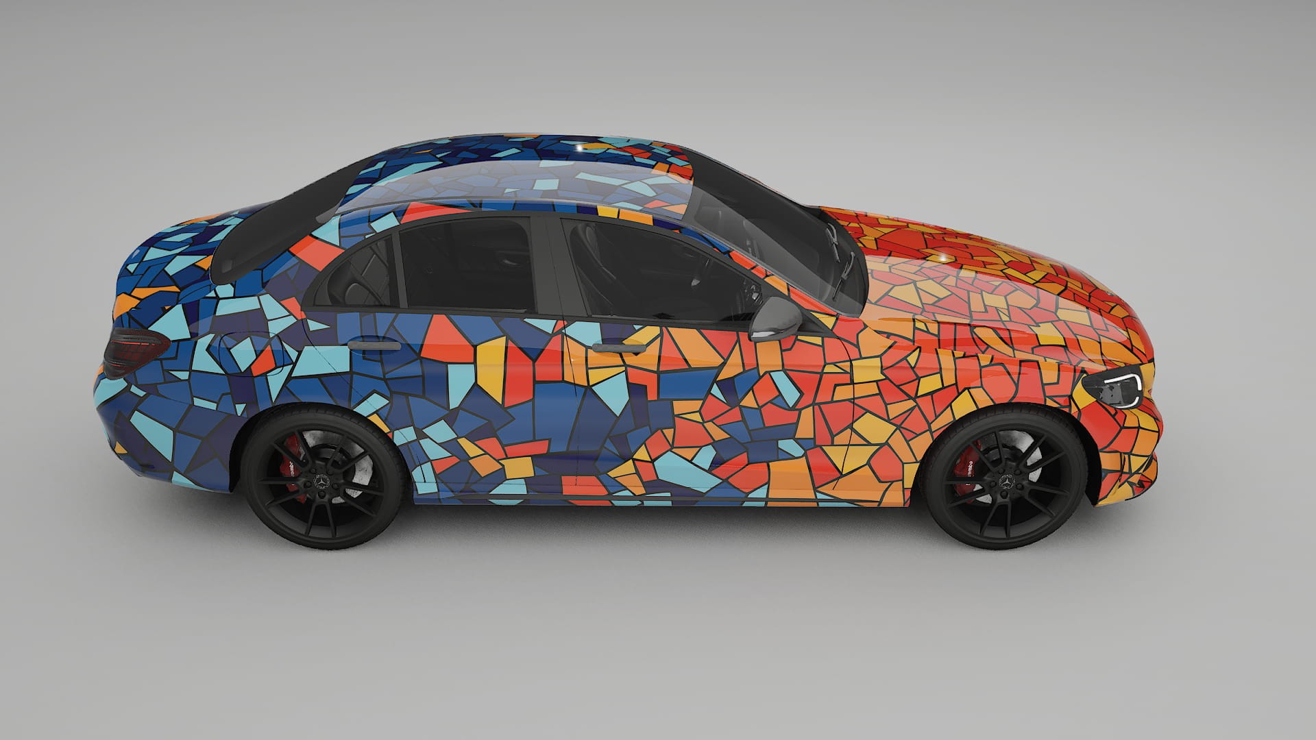 Mercedes C-class W205 AMG sedan BARCELONA – Designový Wrap PPF Fólie na auto - tisknutelný polyuretan