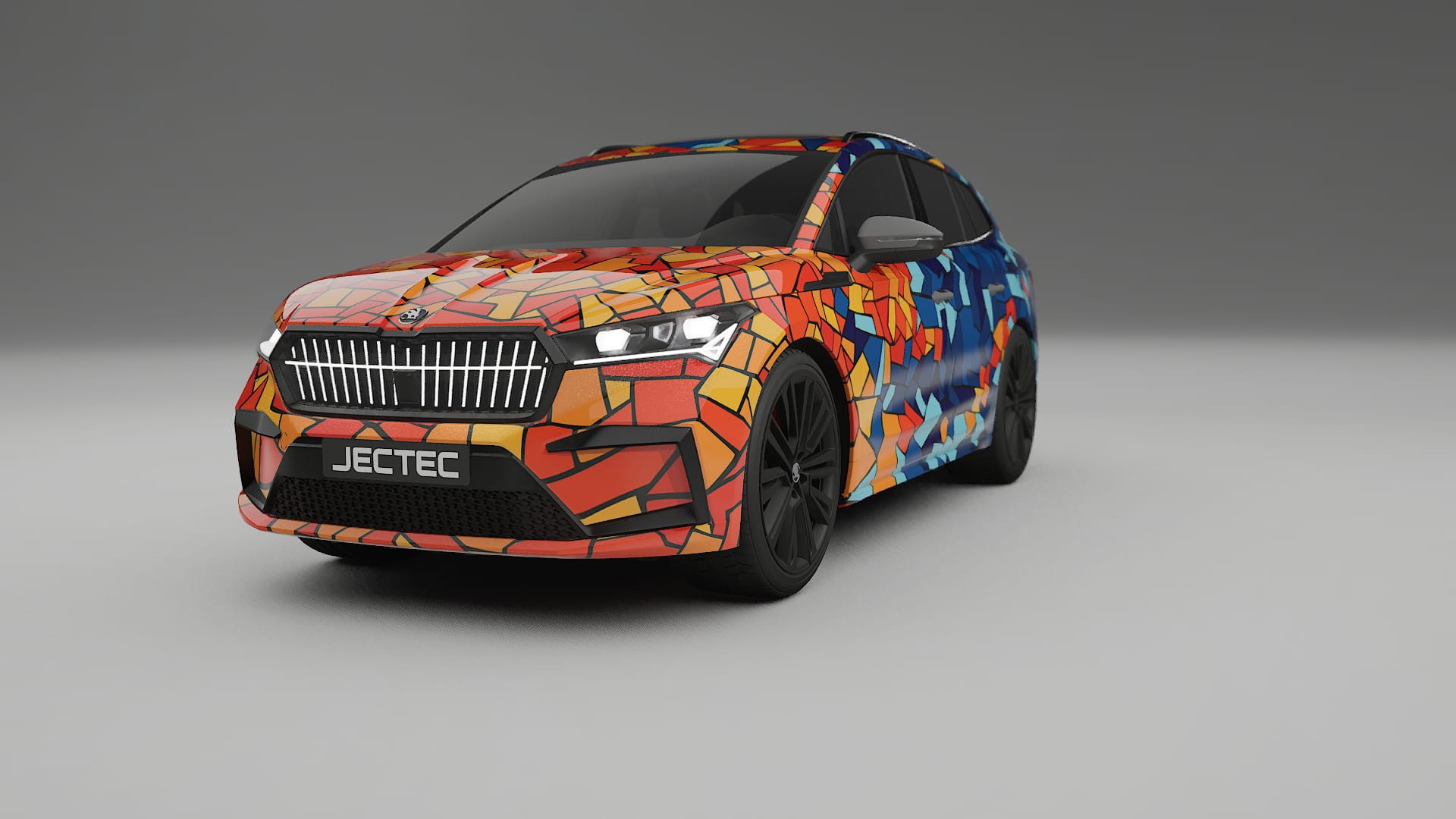 Škoda Enyaq MEB BARCELONA – Designový Wrap PPF Fólie na auto - tisknutelný polyuretan