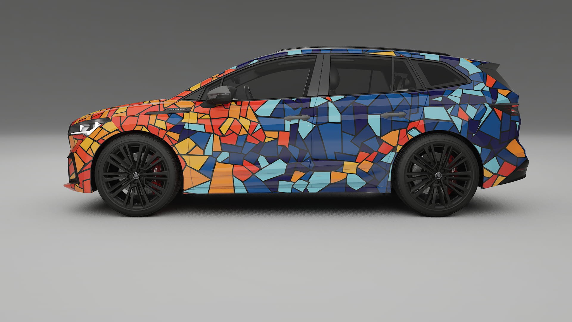 Škoda Enyaq MEB BARCELONA – Designový Wrap PPF Fólie na auto - tisknutelný polyuretan
