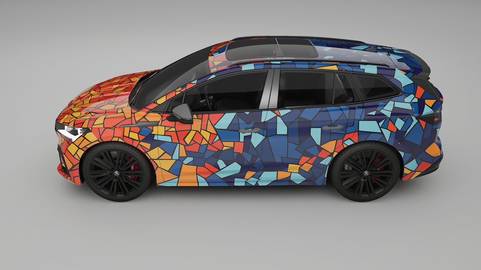 Škoda Enyaq MEB BARCELONA – Designový Wrap PPF Fólie na auto - tisknutelný polyuretan
