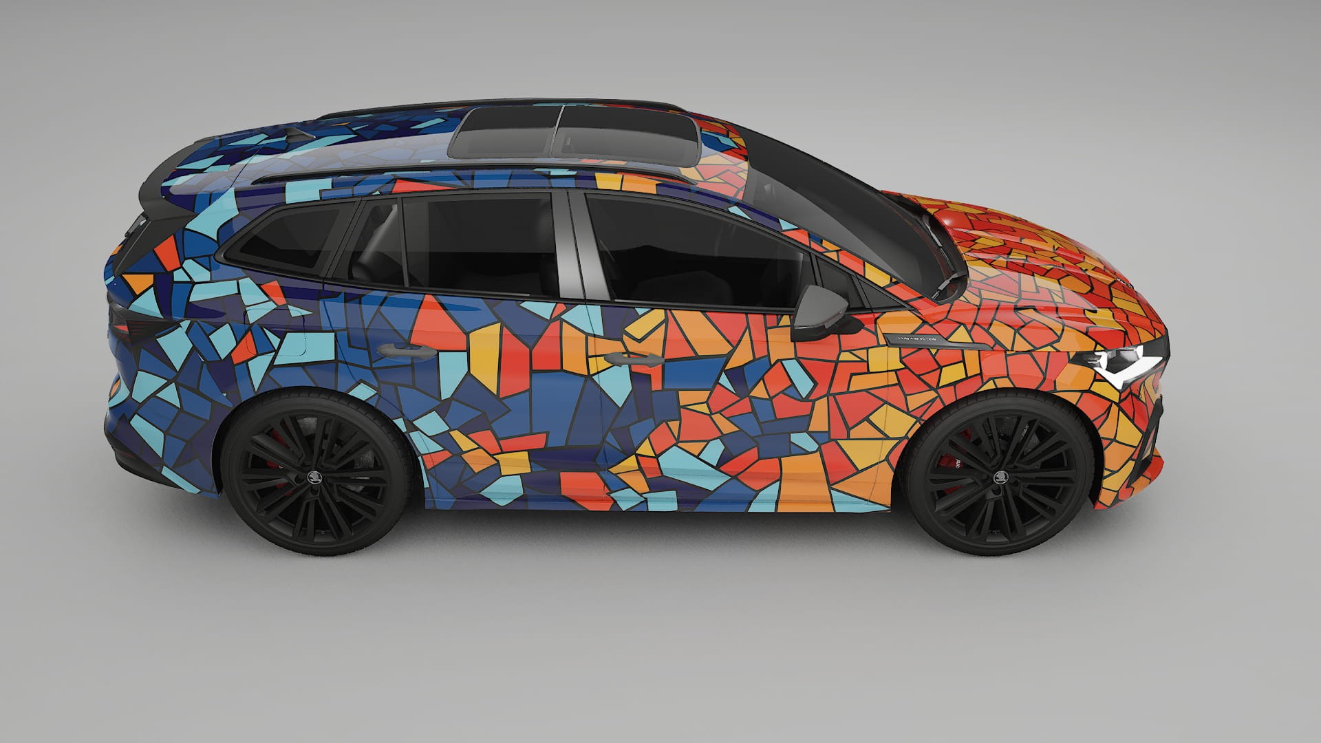 Škoda Enyaq MEB BARCELONA – Designový Wrap PPF Fólie na auto - tisknutelný polyuretan