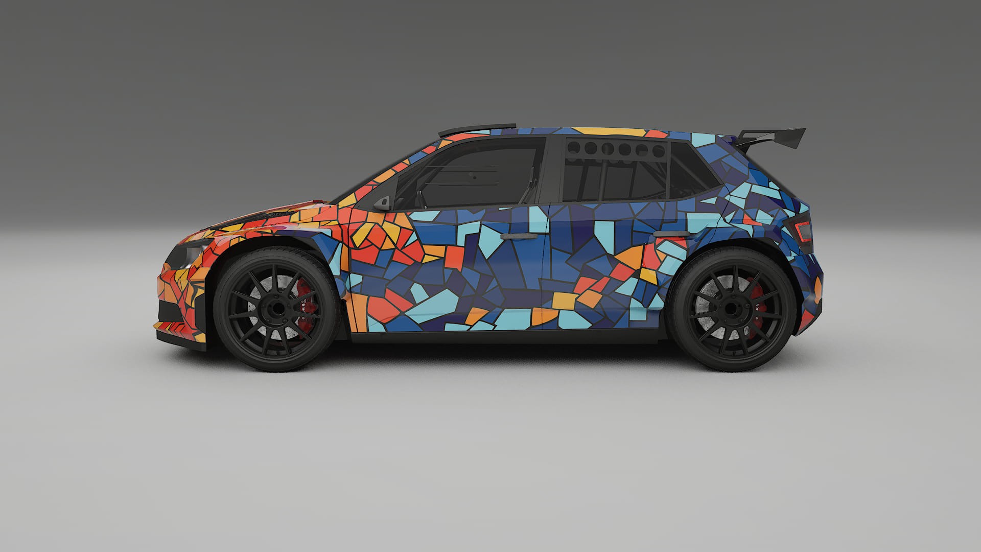 Škoda Fabia R5 6V BARCELONA – Designový Wrap PPF Fólie na auto - tisknutelný polyuretan