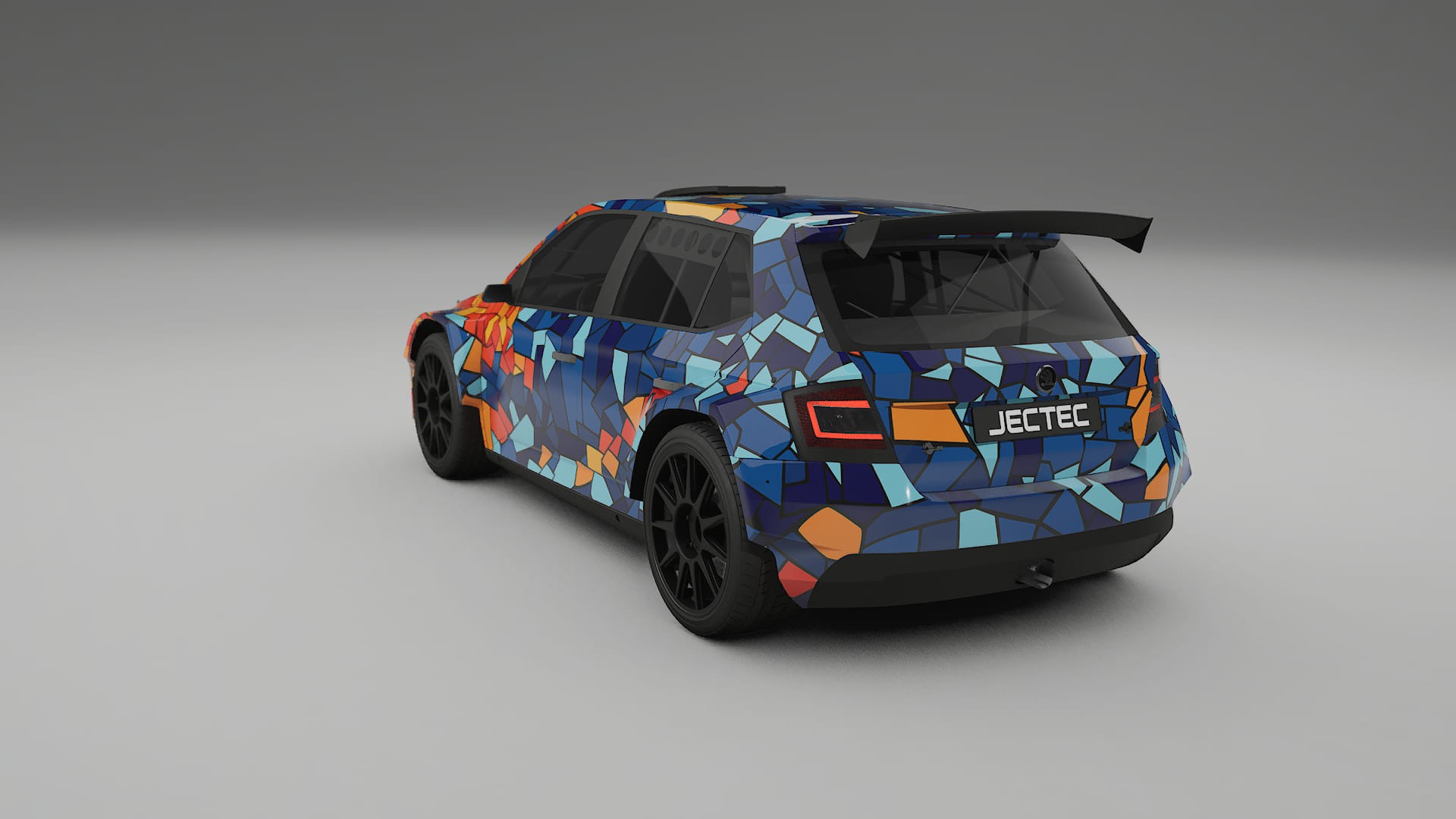 Škoda Fabia R5 6V BARCELONA – Designový Wrap PPF Fólie na auto - tisknutelný polyuretan