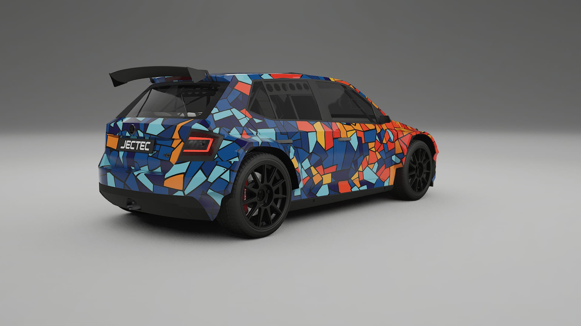 Škoda Fabia R5 6V BARCELONA – Designový Wrap PPF Fólie na auto - tisknutelný polyuretan