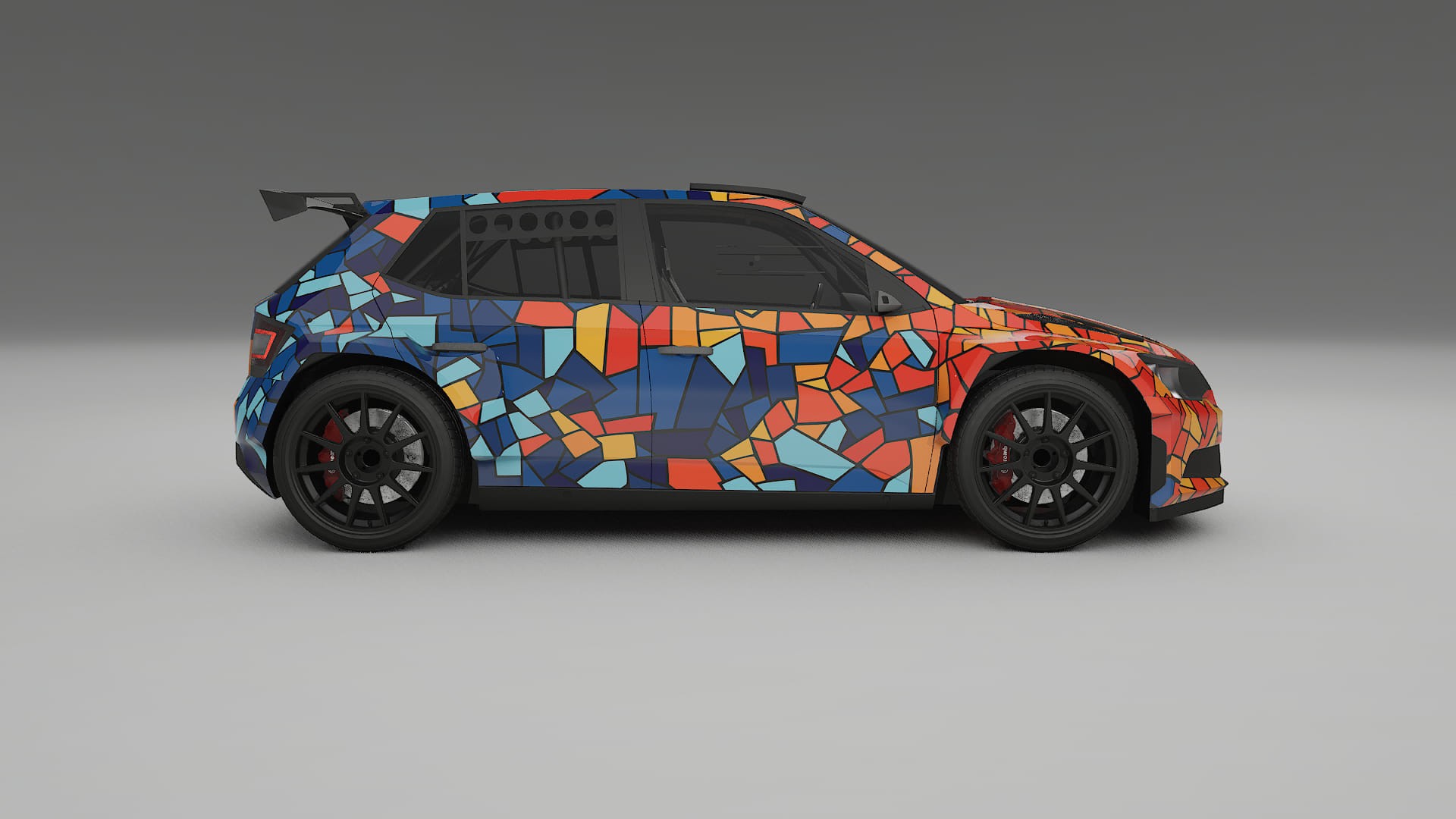 Škoda Fabia R5 6V BARCELONA – Designový Wrap PPF Fólie na auto - tisknutelný polyuretan