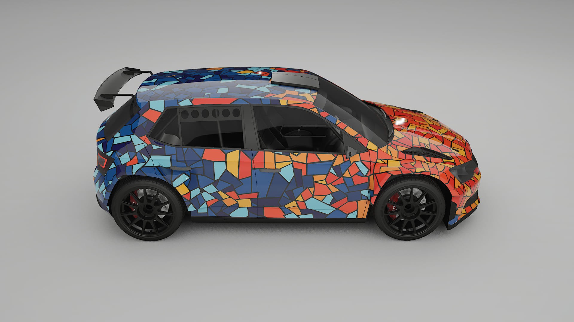 Škoda Fabia R5 6V BARCELONA – Designový Wrap PPF Fólie na auto - tisknutelný polyuretan
