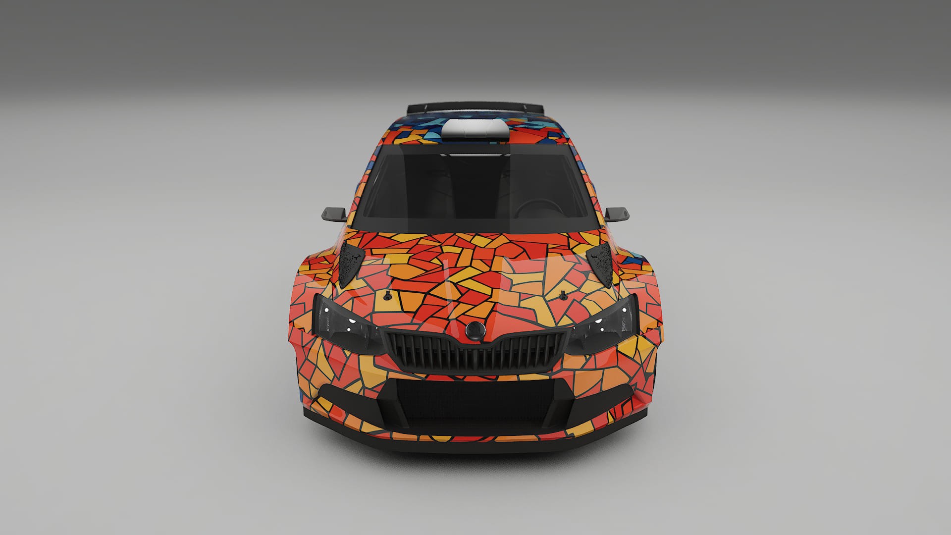 Škoda Fabia R5 6V BARCELONA – Designový Wrap PPF Fólie na auto - tisknutelný polyuretan