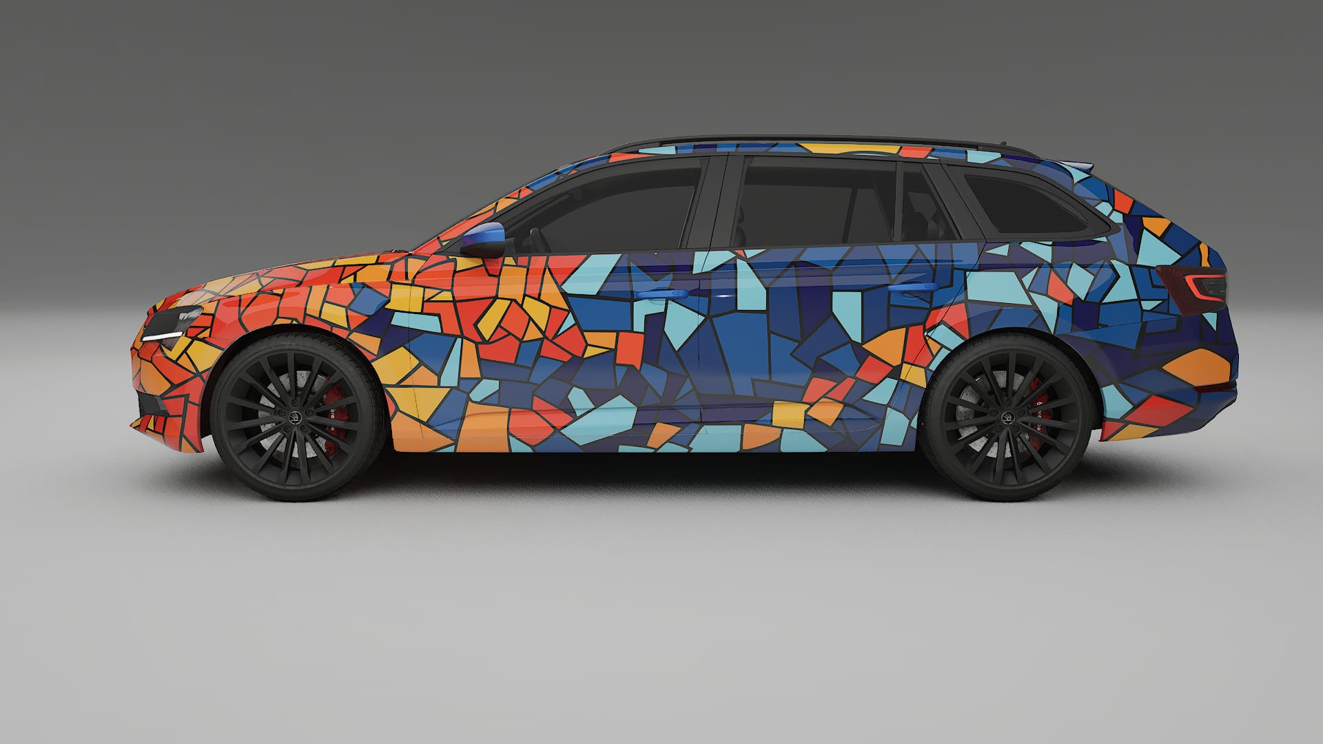 Škoda Superb B8 BARCELONA – Designový Wrap PPF Fólie na auto - tisknutelný polyuretan