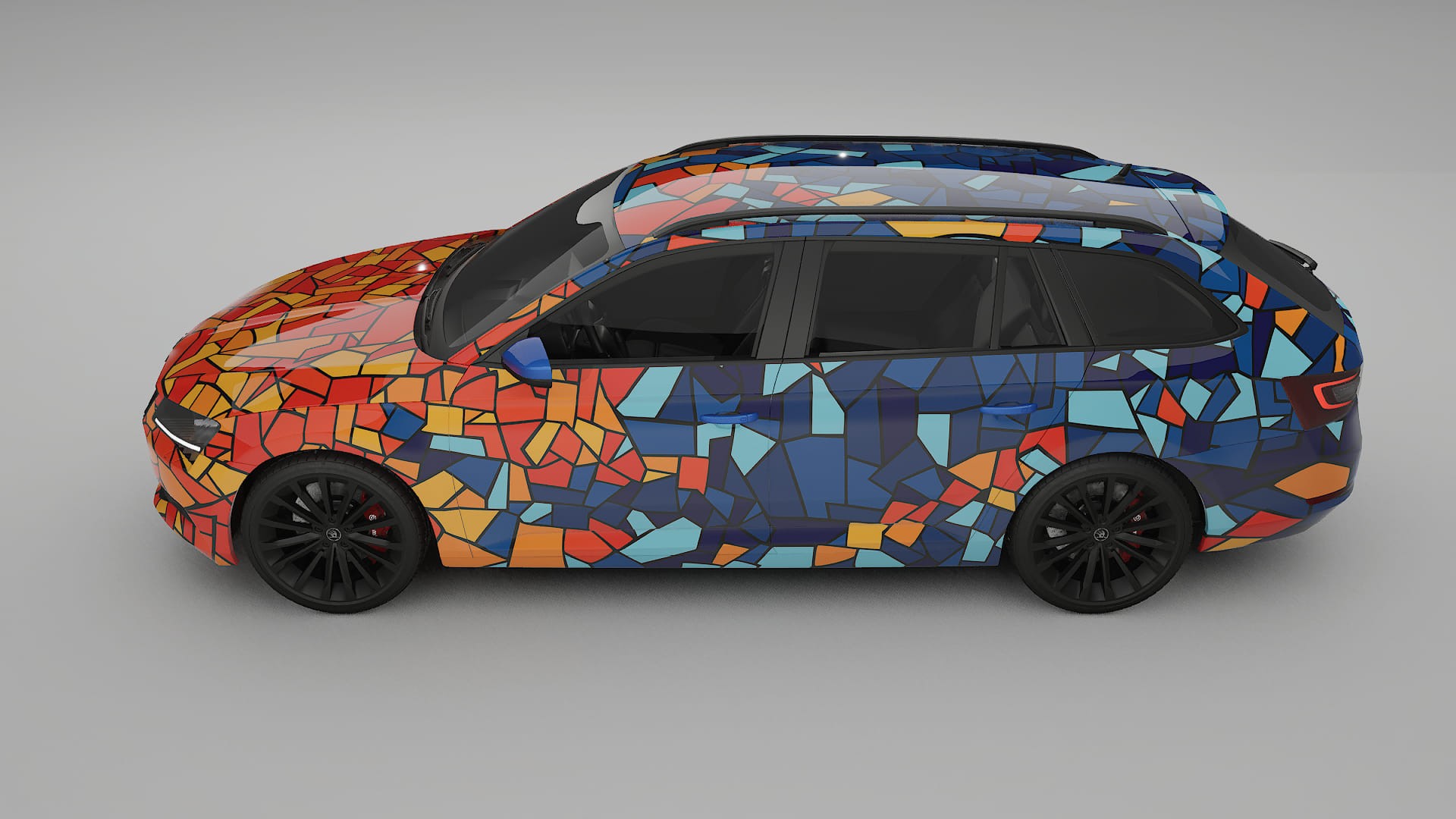 Škoda Superb B8 BARCELONA – Designový Wrap PPF Fólie na auto - tisknutelný polyuretan