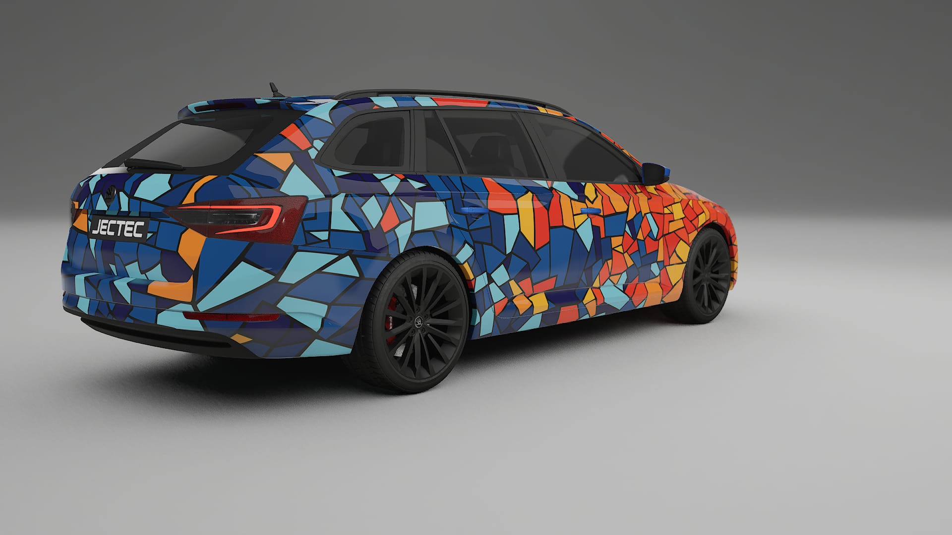 Škoda Superb B8 BARCELONA – Designový Wrap PPF Fólie na auto - tisknutelný polyuretan
