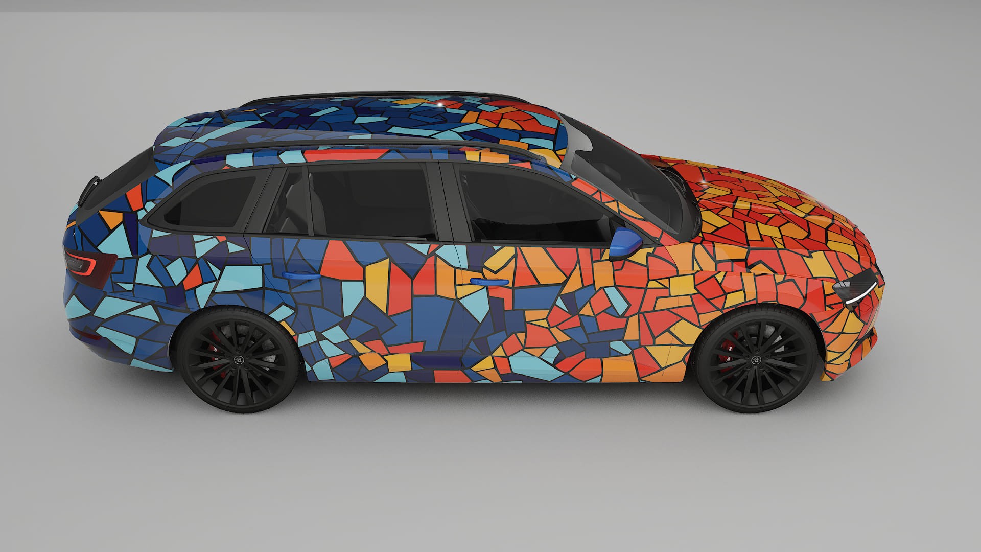 Škoda Superb B8 BARCELONA – Designový Wrap PPF Fólie na auto - tisknutelný polyuretan