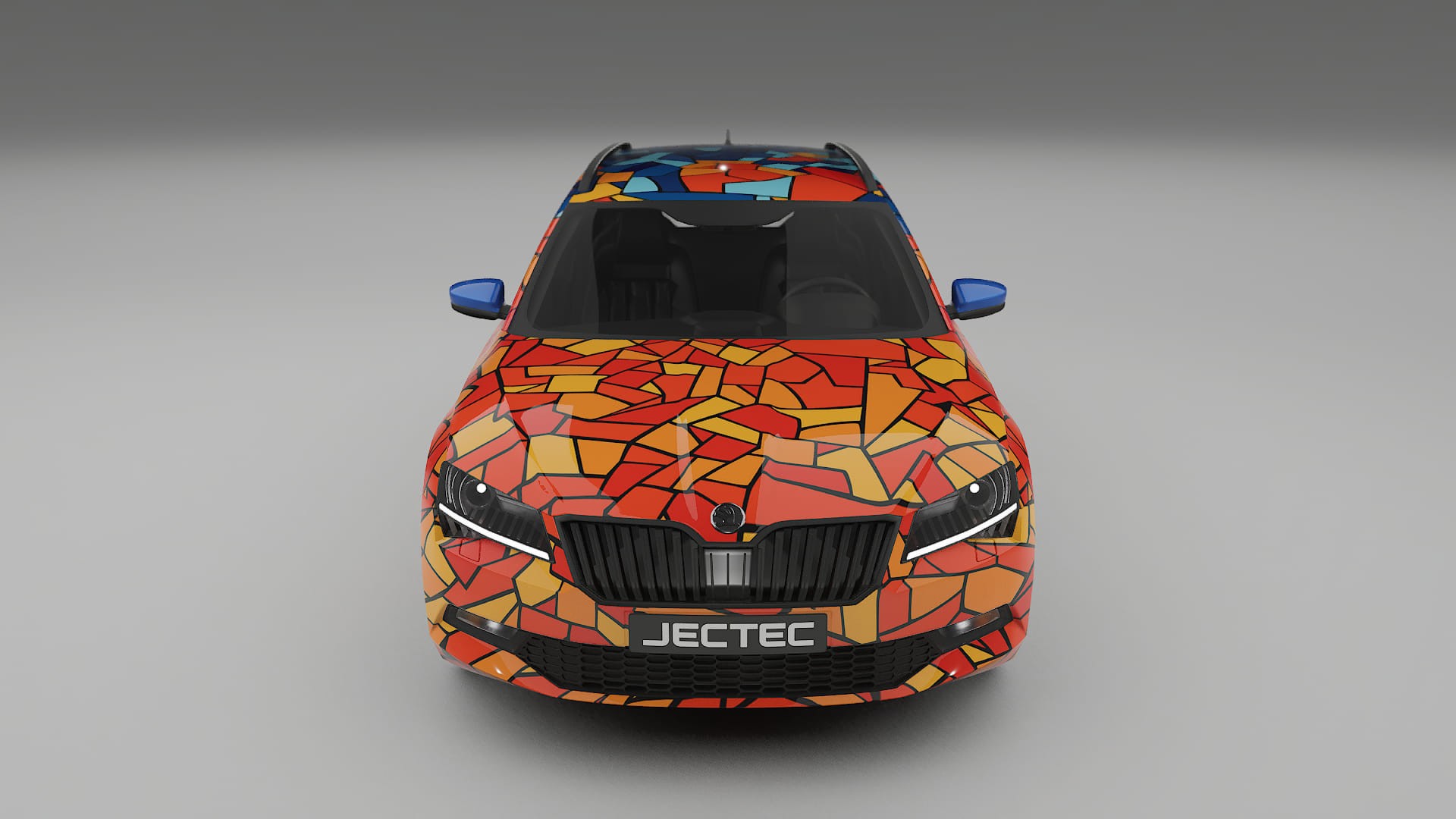 Škoda Superb B8 BARCELONA – Designový Wrap PPF Fólie na auto - tisknutelný polyuretan