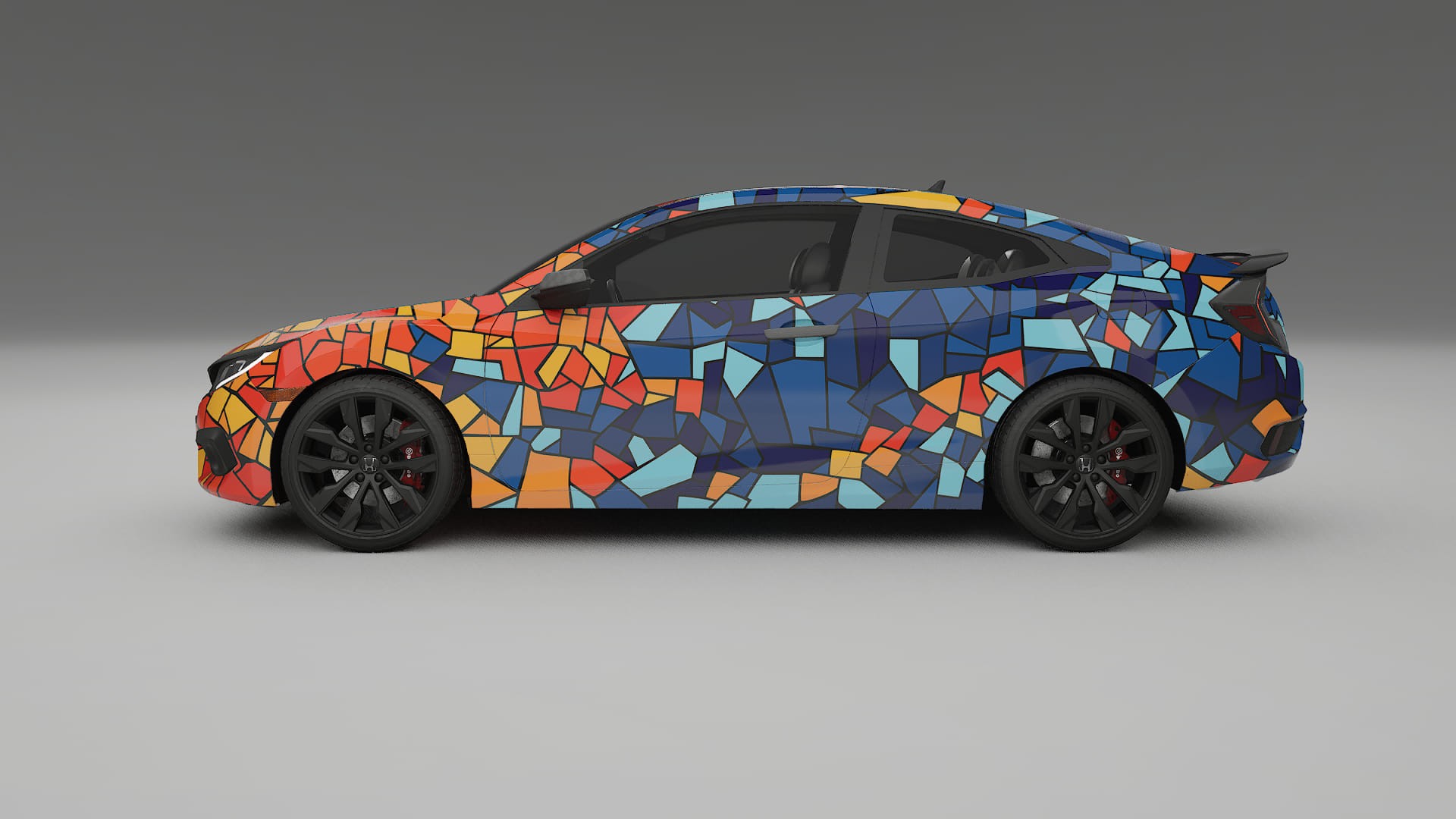 Honda Civic coupe prefacelift BARCELONA – Designový Wrap PPF Fólie na auto - tisknutelný polyuretan