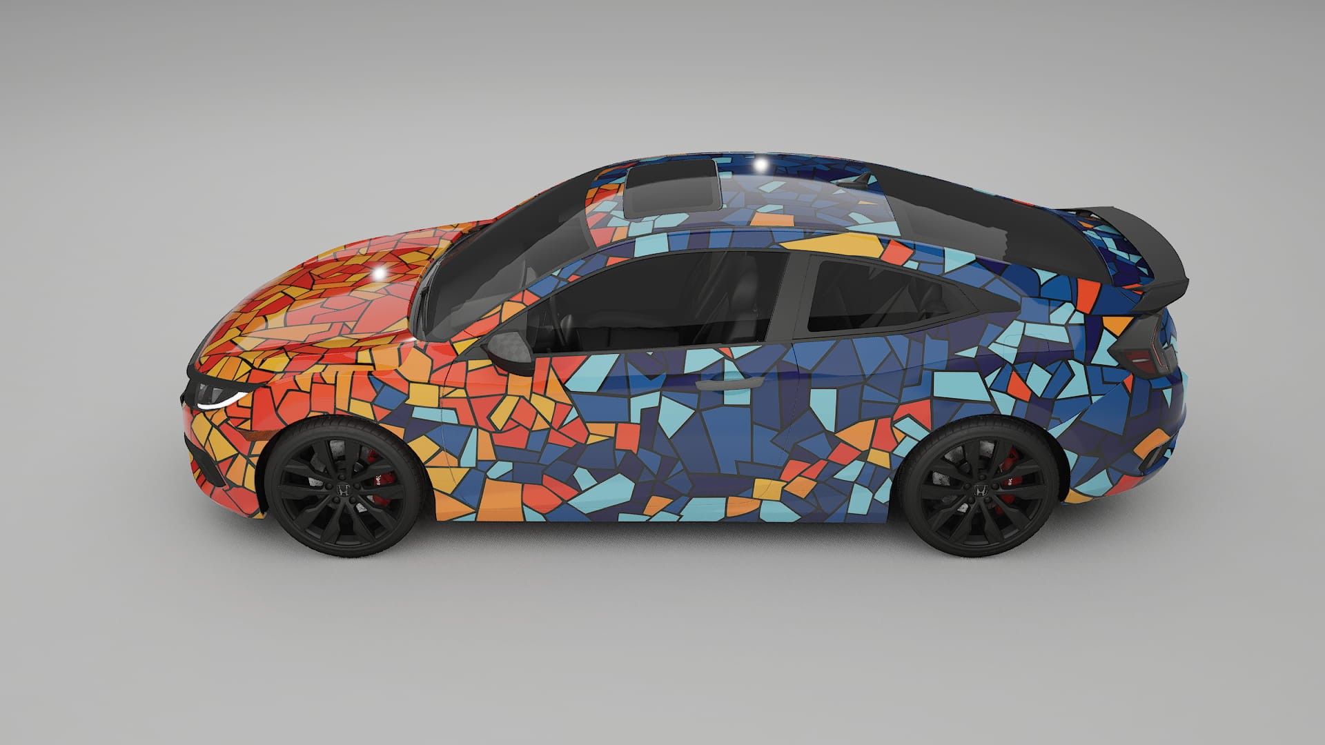 Honda Civic coupe prefacelift BARCELONA – Designový Wrap PPF Fólie na auto - tisknutelný polyuretan
