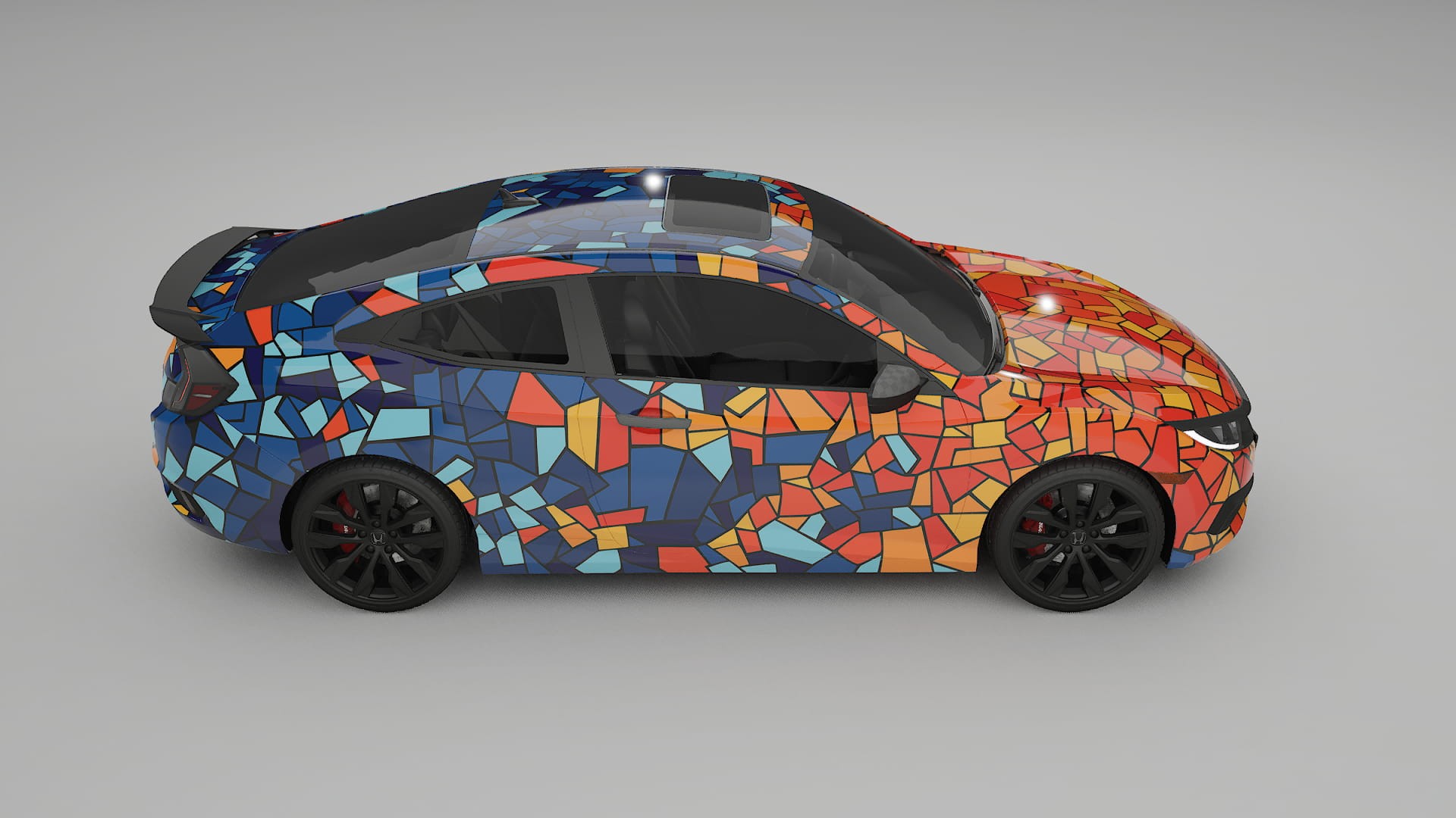 Honda Civic coupe prefacelift BARCELONA – Designový Wrap PPF Fólie na auto - tisknutelný polyuretan