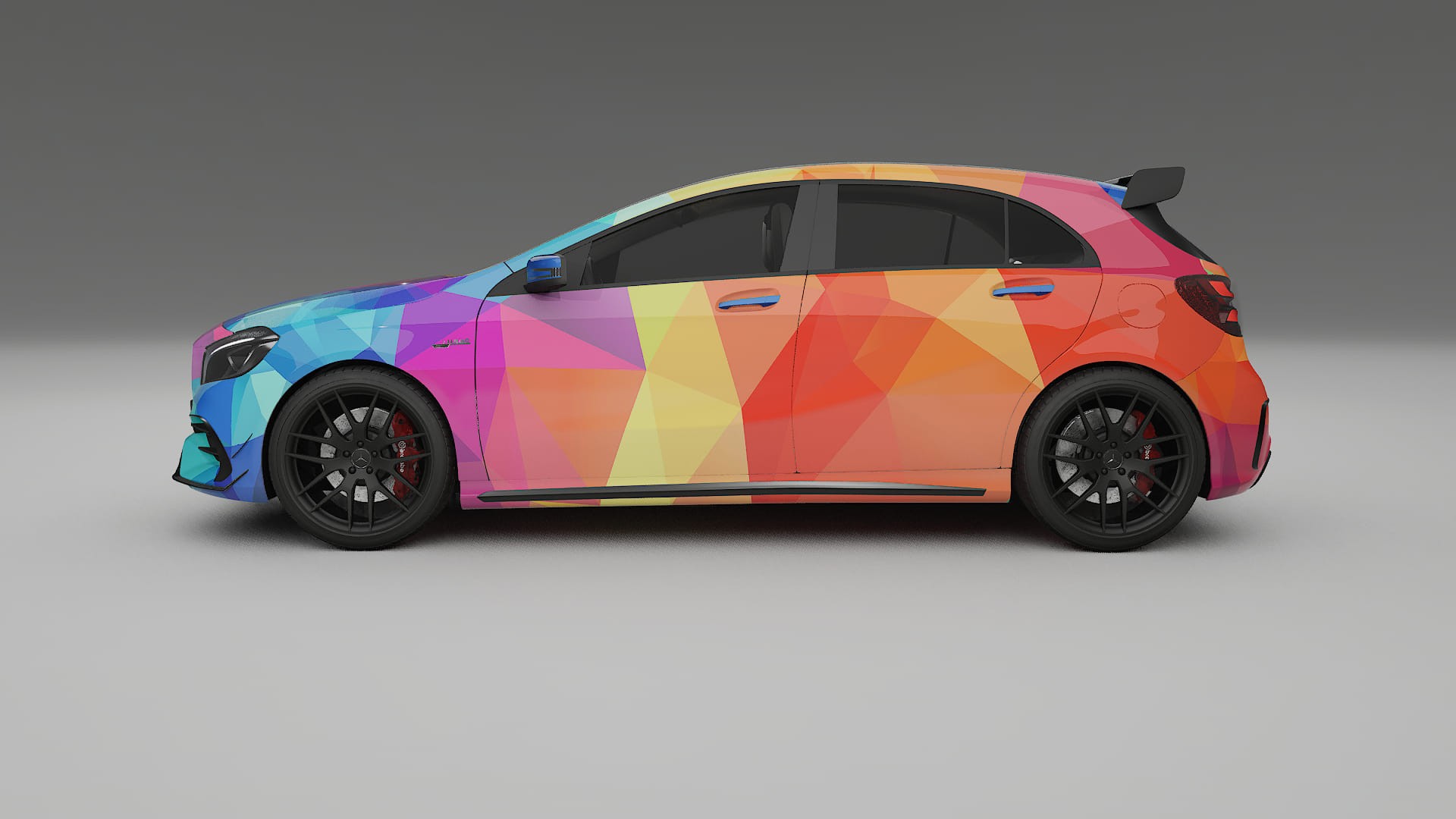 Mercedes A45 AMG W176 VECTOR VIBE – Designový Wrap PPF Fólie na auto - tisknutelný polyuretan