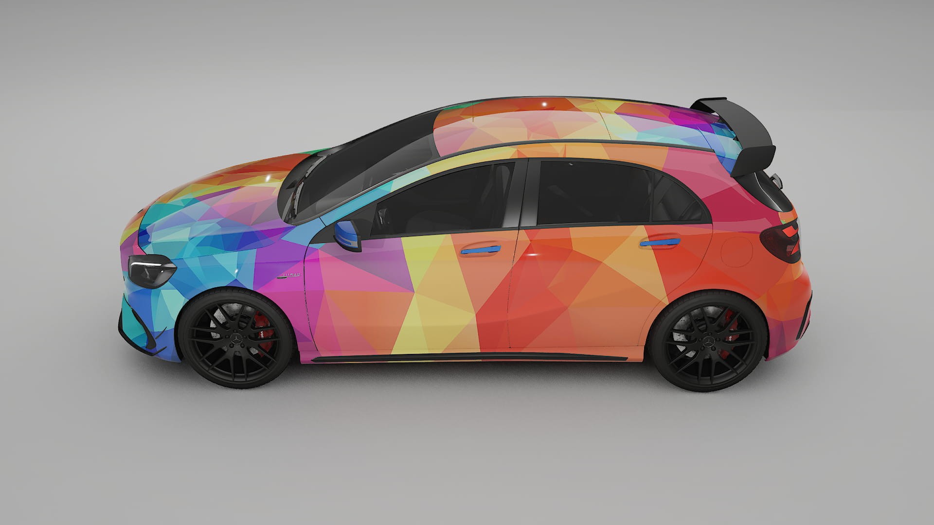 Mercedes A45 AMG W176 VECTOR VIBE – Designový Wrap PPF Fólie na auto - tisknutelný polyuretan