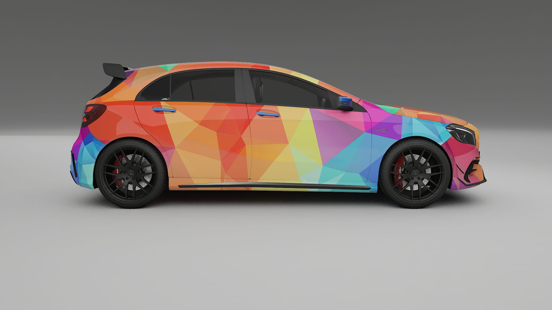 Mercedes A45 AMG W176 VECTOR VIBE – Designový Wrap PPF Fólie na auto - tisknutelný polyuretan