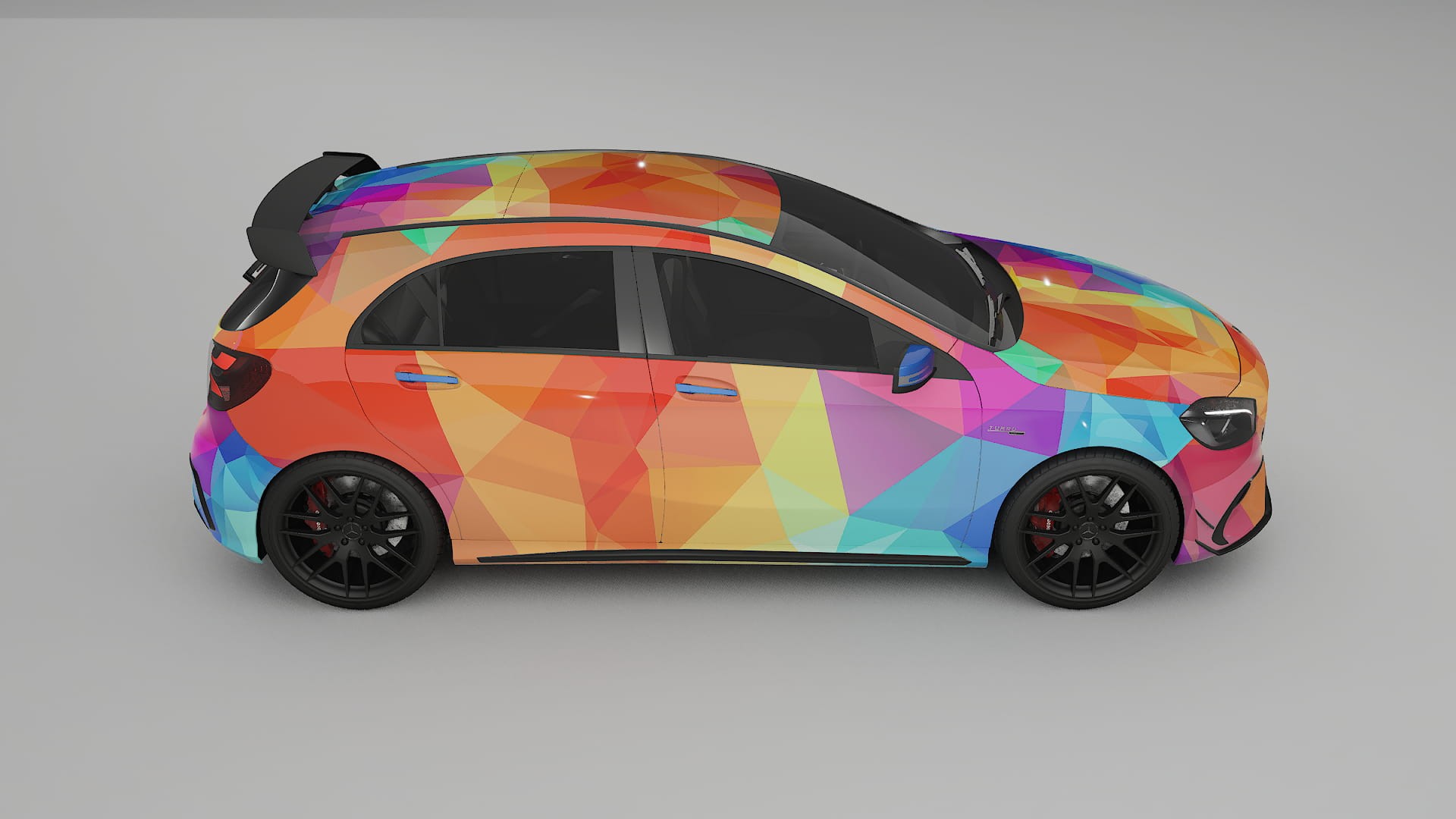 Mercedes A45 AMG W176 VECTOR VIBE – Designový Wrap PPF Fólie na auto - tisknutelný polyuretan