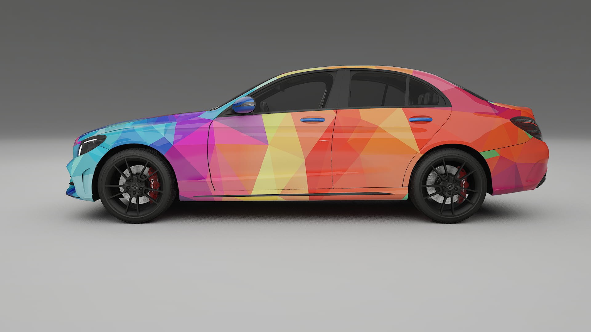 Mercedes C-class W205 AMG sedan VECTOR VIBE – Designový Wrap PPF Fólie na auto - tisknutelný polyuretan