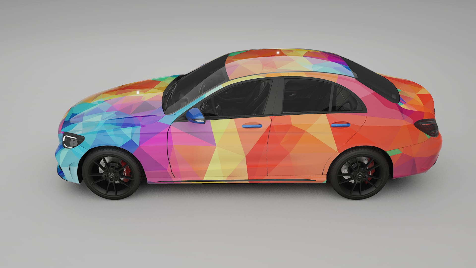 Mercedes C-class W205 AMG sedan VECTOR VIBE – Designový Wrap PPF Fólie na auto - tisknutelný polyuretan