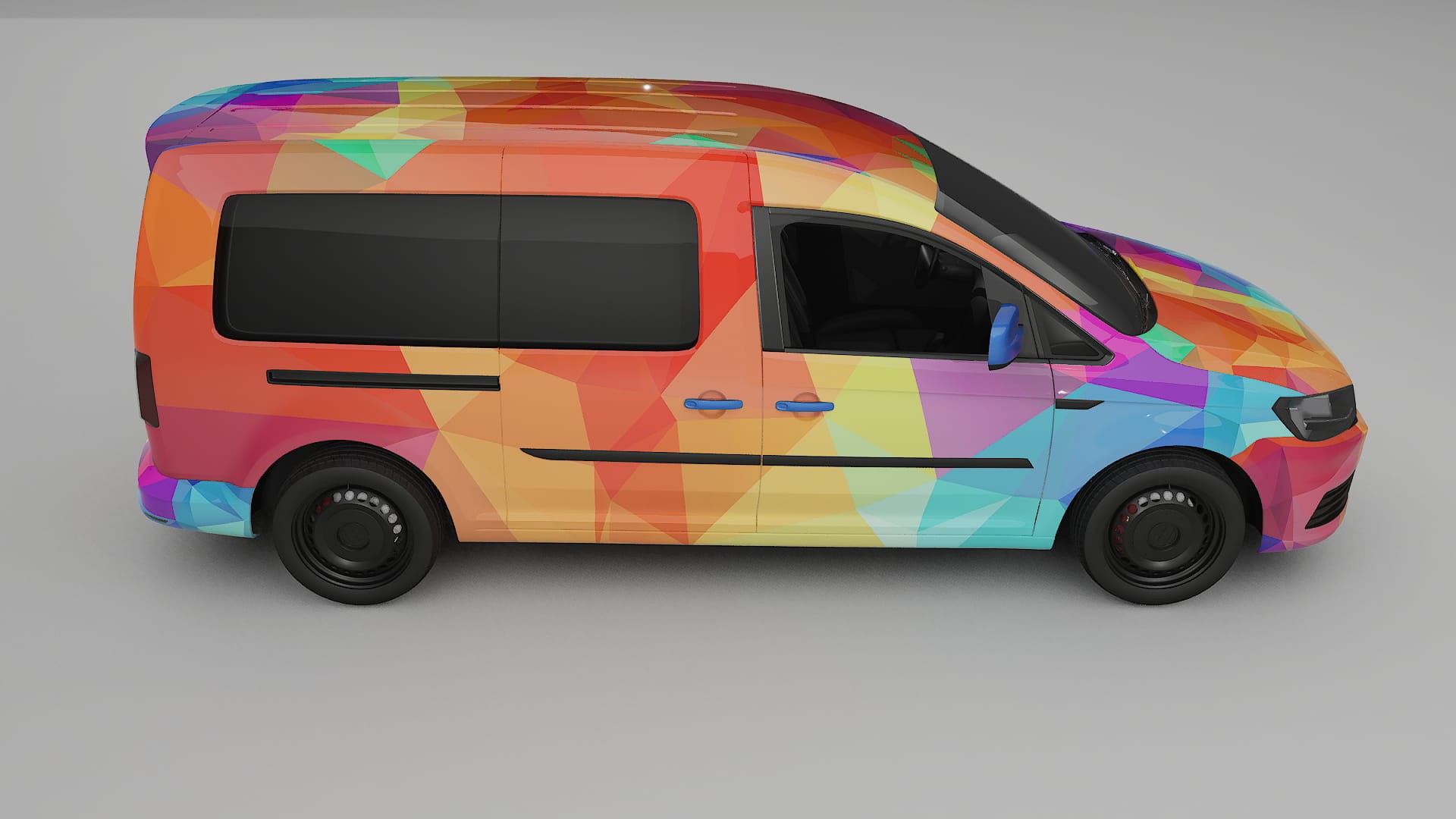 VW Caddy Maxi SB VECTOR VIBE – Designový Wrap PPF Fólie na auto - tisknutelný polyuretan