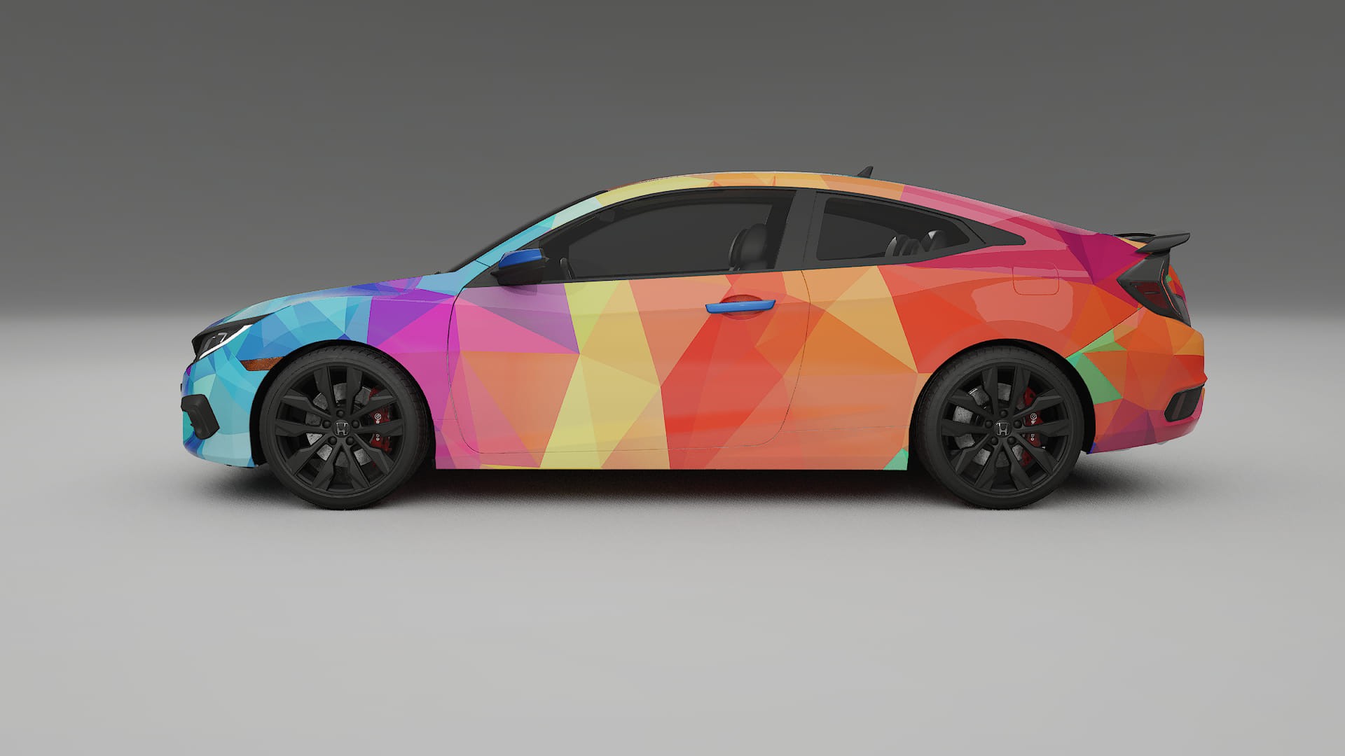 Honda Civic coupe prefacelift VECTOR VIBE – Designový Wrap PPF Fólie na auto - tisknutelný polyuretan