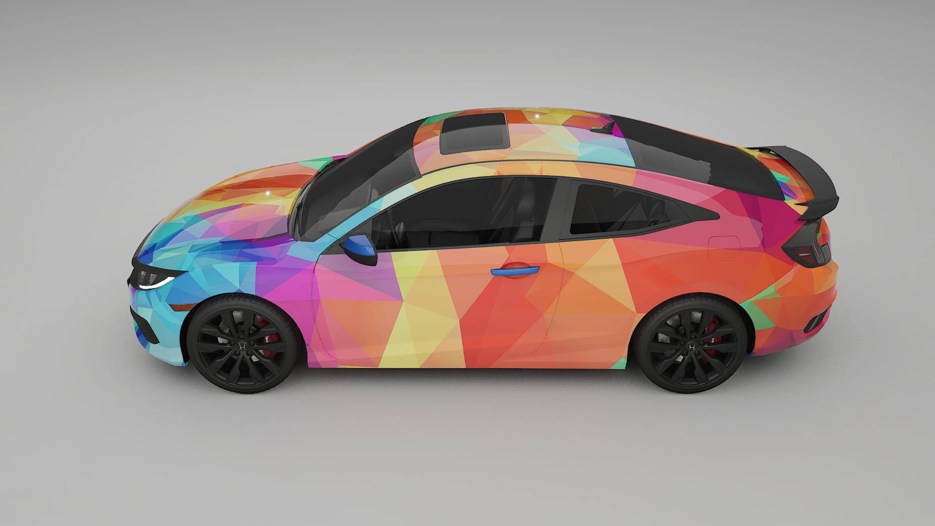 Honda Civic coupe prefacelift VECTOR VIBE – Designový Wrap PPF Fólie na auto - tisknutelný polyuretan