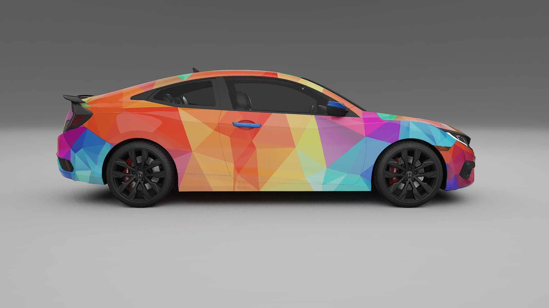 Honda Civic coupe prefacelift VECTOR VIBE – Designový Wrap PPF Fólie na auto - tisknutelný polyuretan
