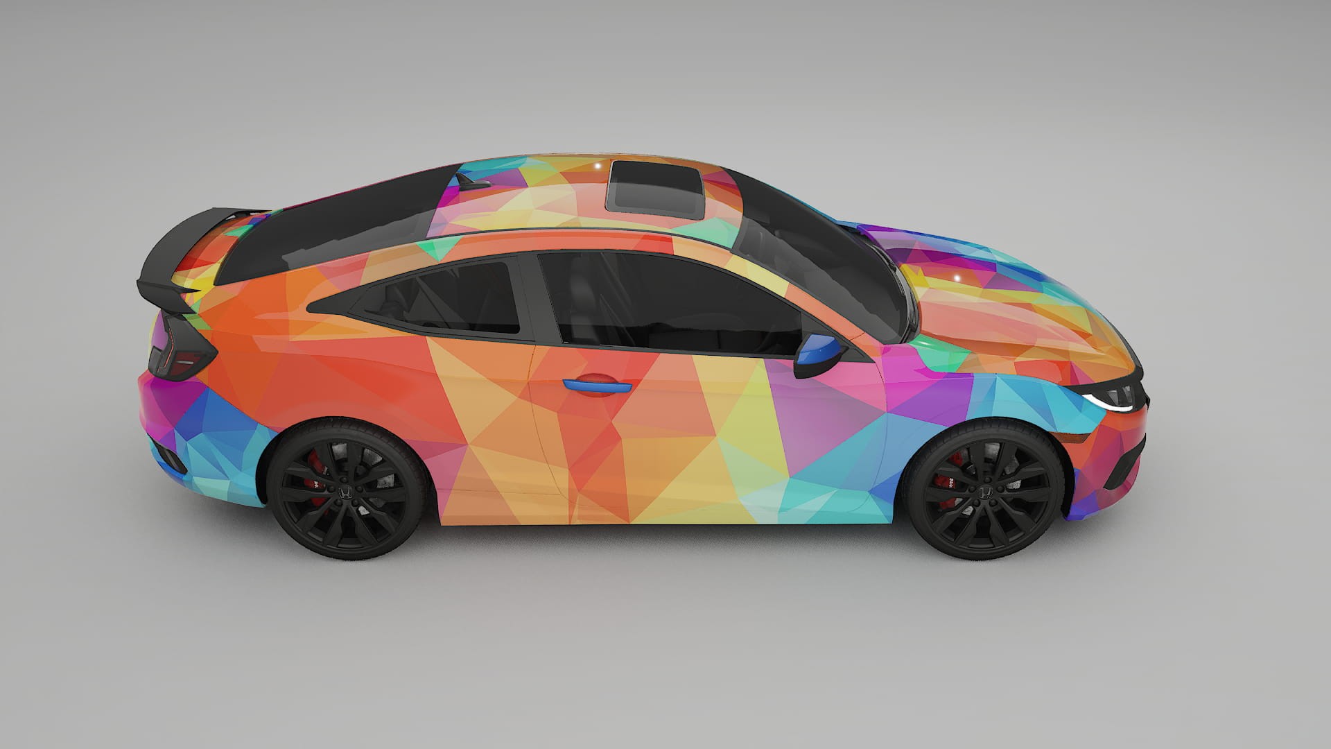 Honda Civic coupe prefacelift VECTOR VIBE – Designový Wrap PPF Fólie na auto - tisknutelný polyuretan