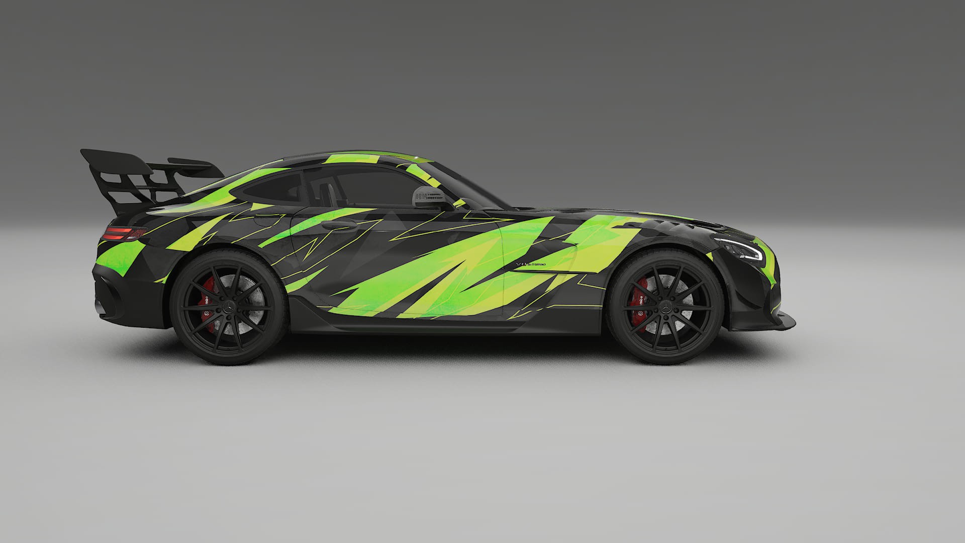 Mercedes AMG GT Black Series C192 Coupe NINJA TURTLES – Designový Wrap PPF Fólie na auto - tisknutelný polyuretan