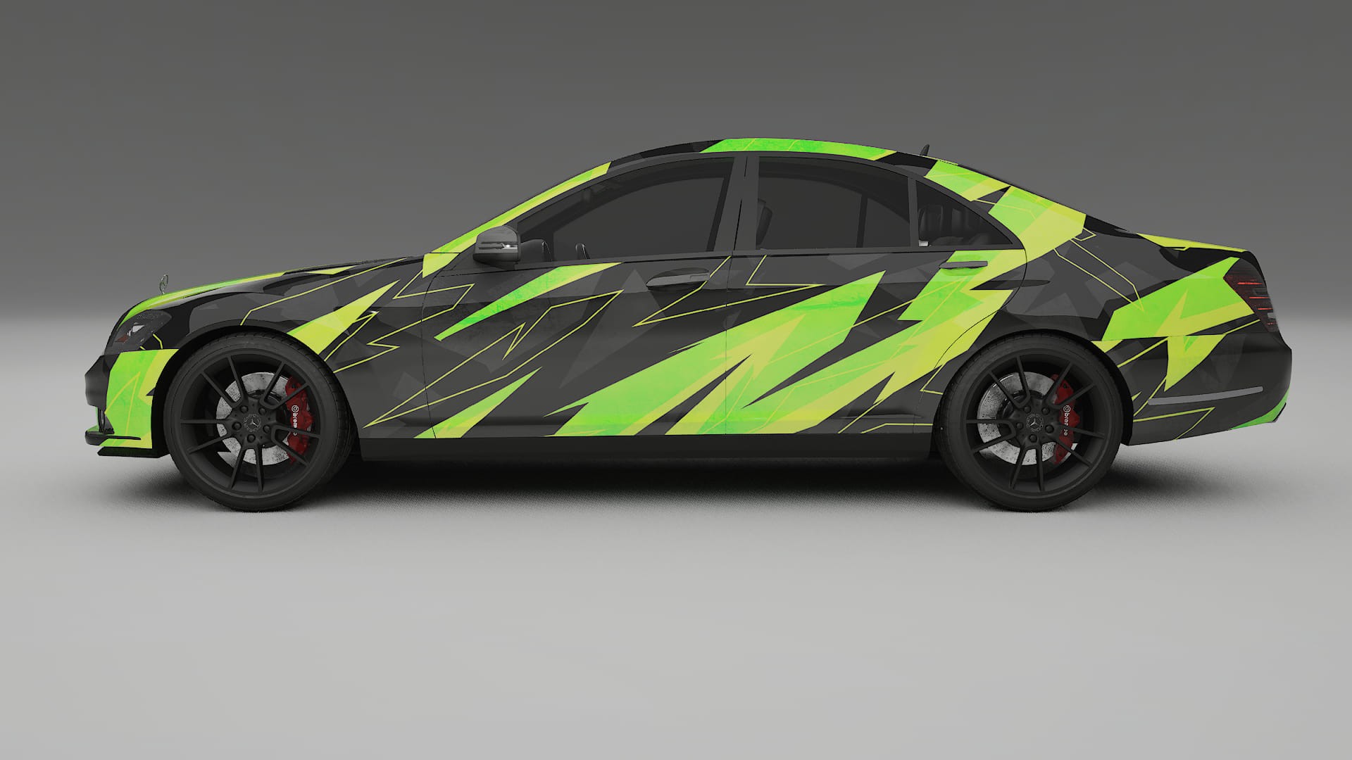 Mercedes S-class W221 facelift NINJA TURTLES – Designový Wrap PPF Fólie na auto - tisknutelný polyuretan
