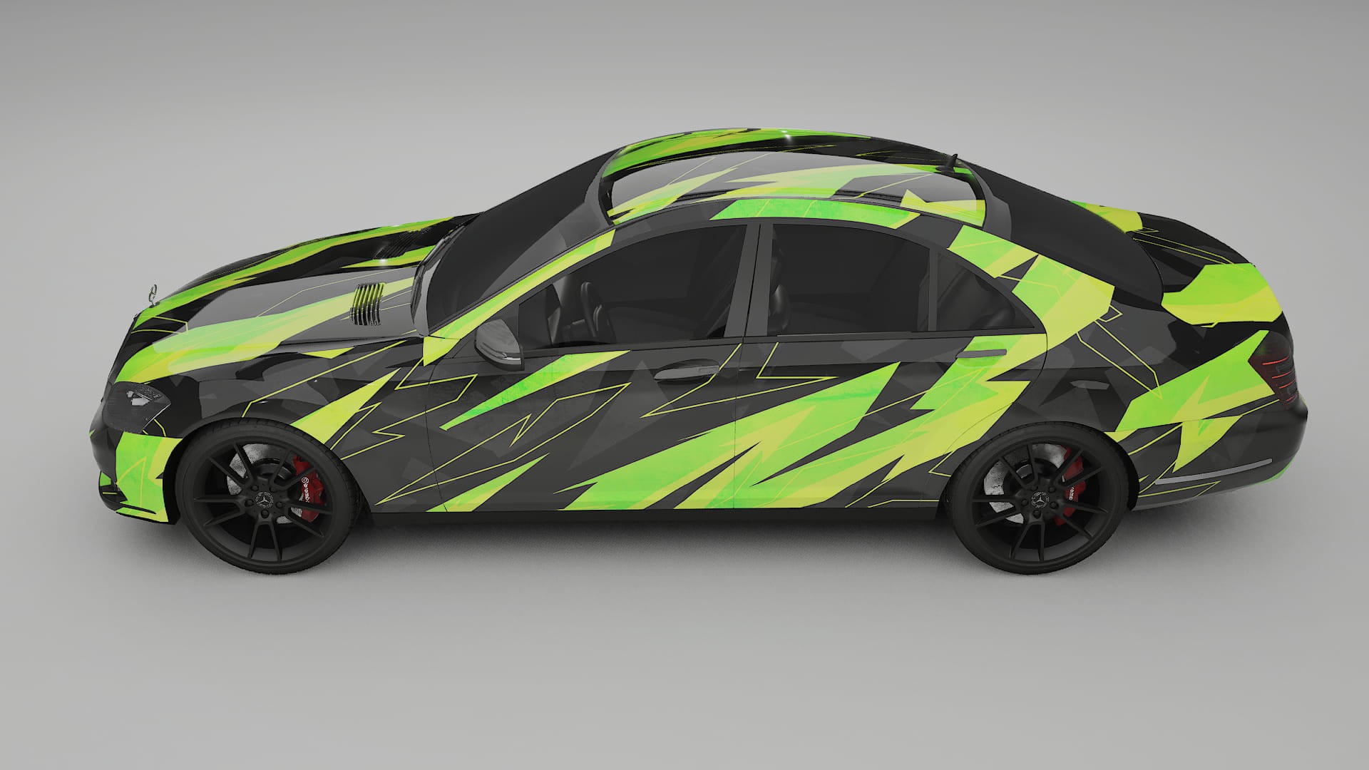 Mercedes S-class W221 facelift NINJA TURTLES – Designový Wrap PPF Fólie na auto - tisknutelný polyuretan