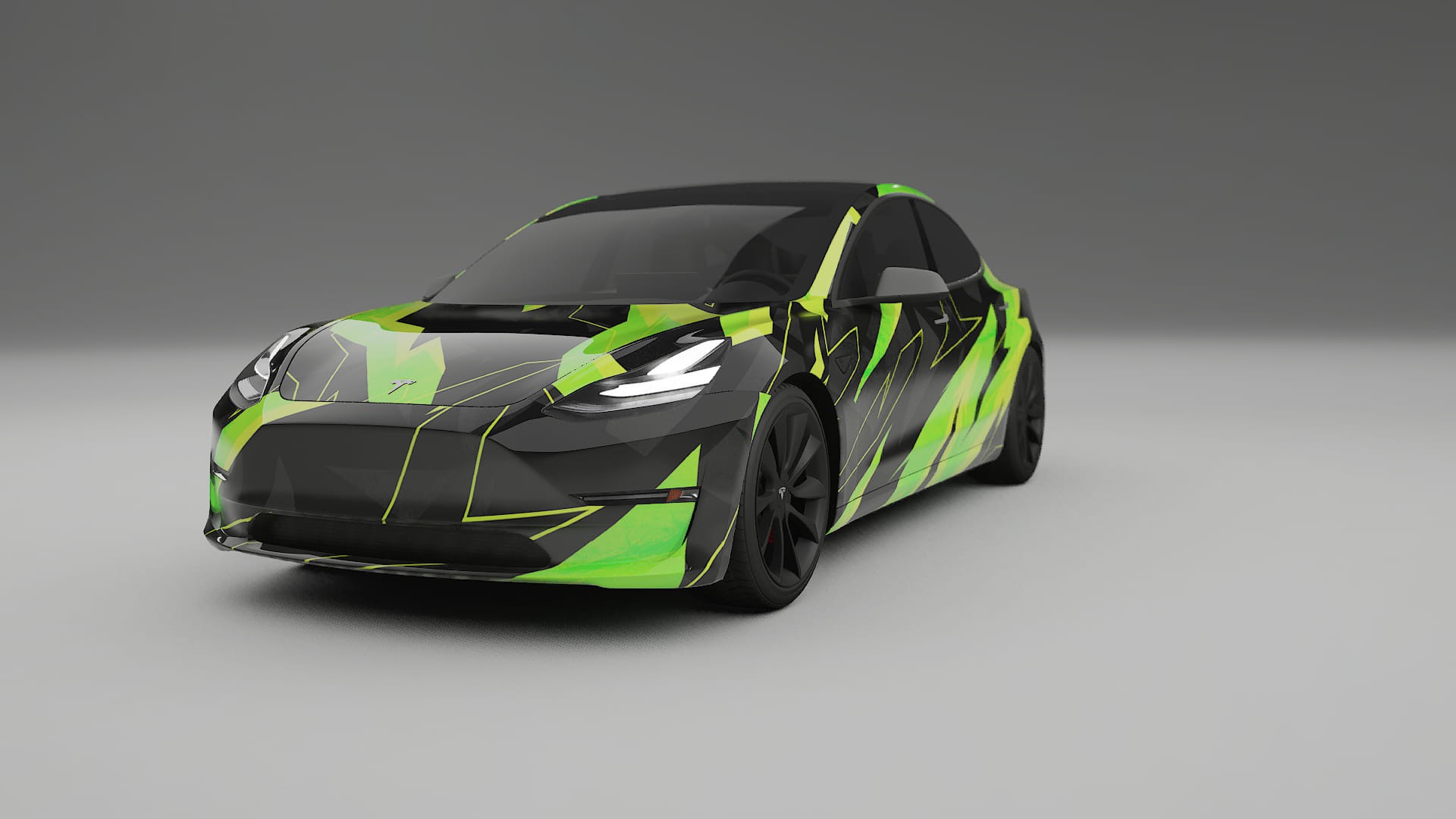 Tesla Model 3 NINJA TURTLES – Designový Wrap PPF Fólie na auto - tisknutelný polyuretan