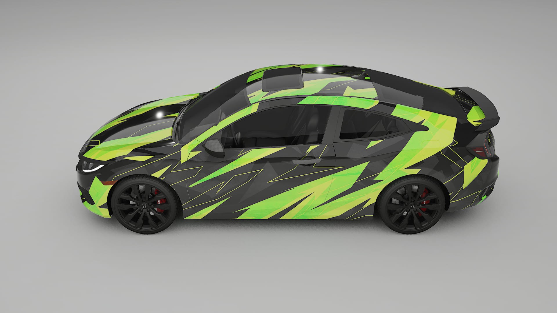 Honda Civic coupe prefacelift NINJA TURTLES – Designový Wrap PPF Fólie na auto - tisknutelný polyuretan