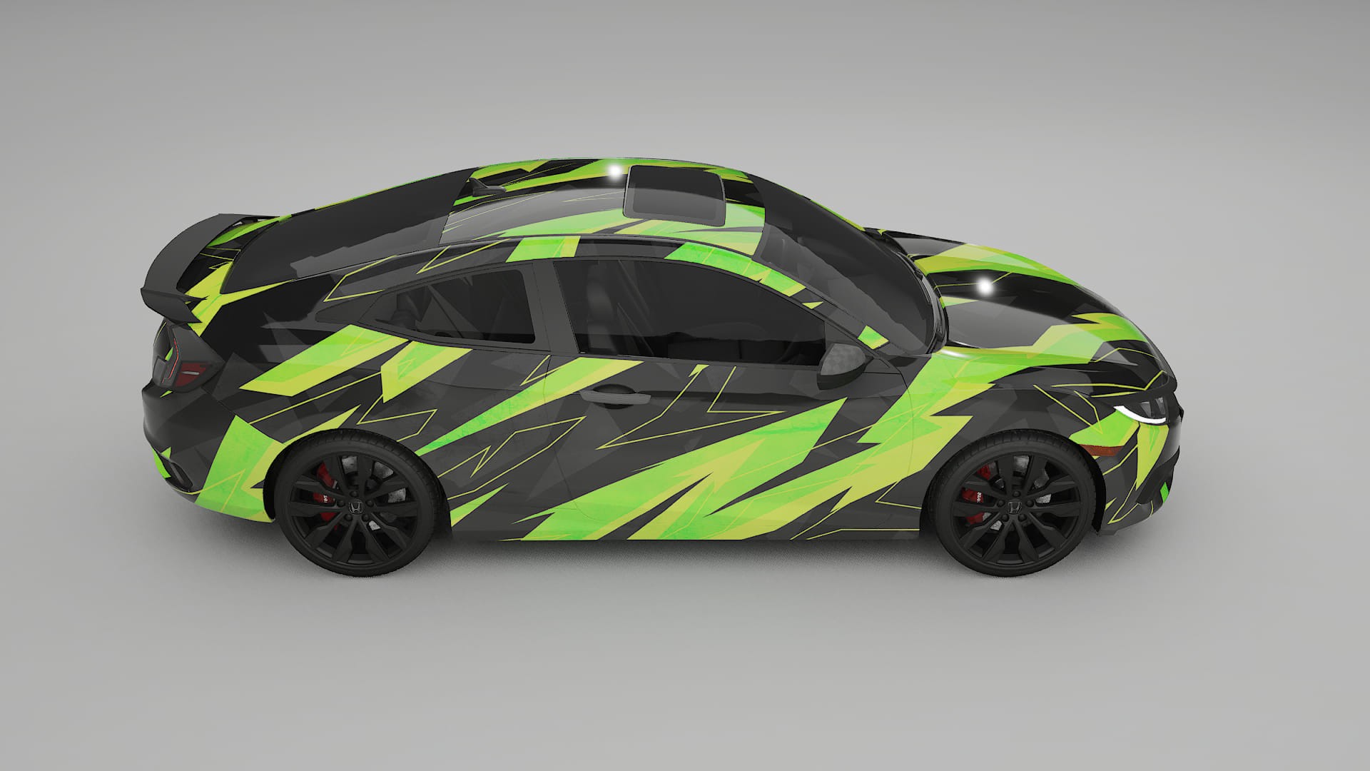 Honda Civic coupe prefacelift NINJA TURTLES – Designový Wrap PPF Fólie na auto - tisknutelný polyuretan
