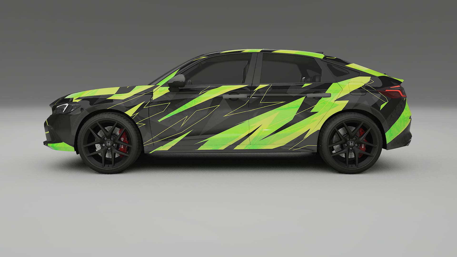 Honda Civic hatchback NINJA TURTLES – Designový Wrap PPF Fólie na auto - tisknutelný polyuretan